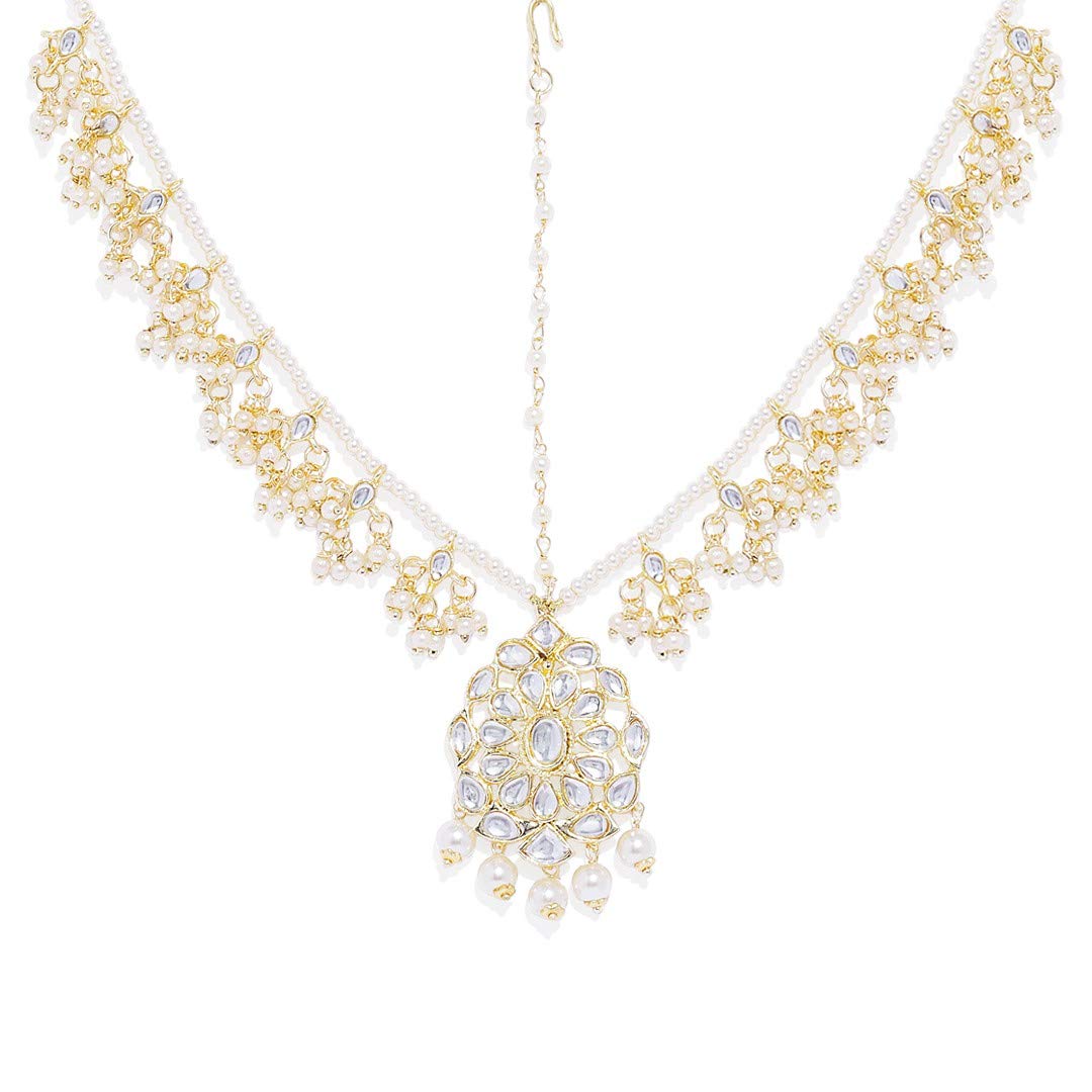 ACCESSHER Bridal Kundan Mathapatti | Classic Gold-Toned Headpiece for Women and Girls | Ethnic Jewellery – Pack of 1.
