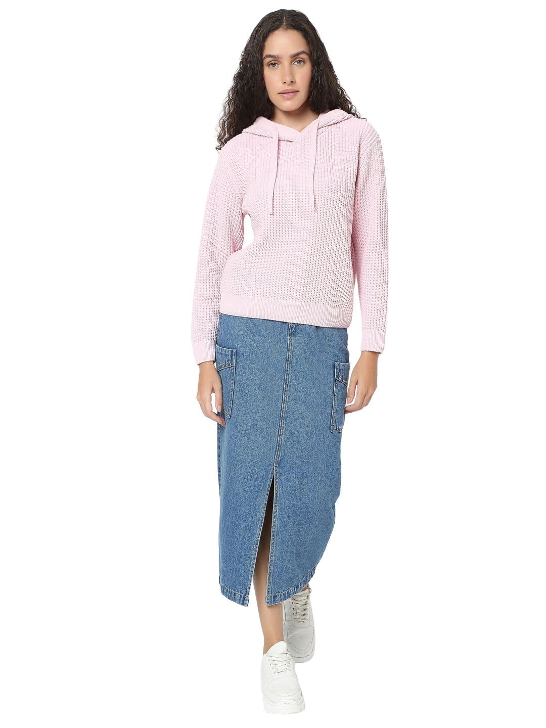 VERO MODA Women's Regular Fit Pink Sweater