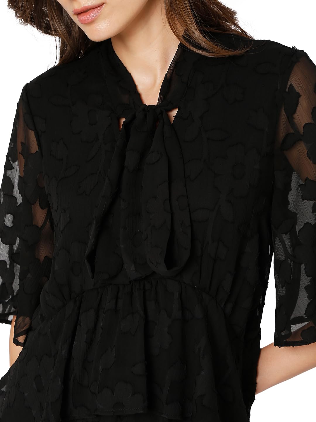 Vero Moda Women's Polyester A-Line Midi Dress (222243601-Jet Black_Jet S)