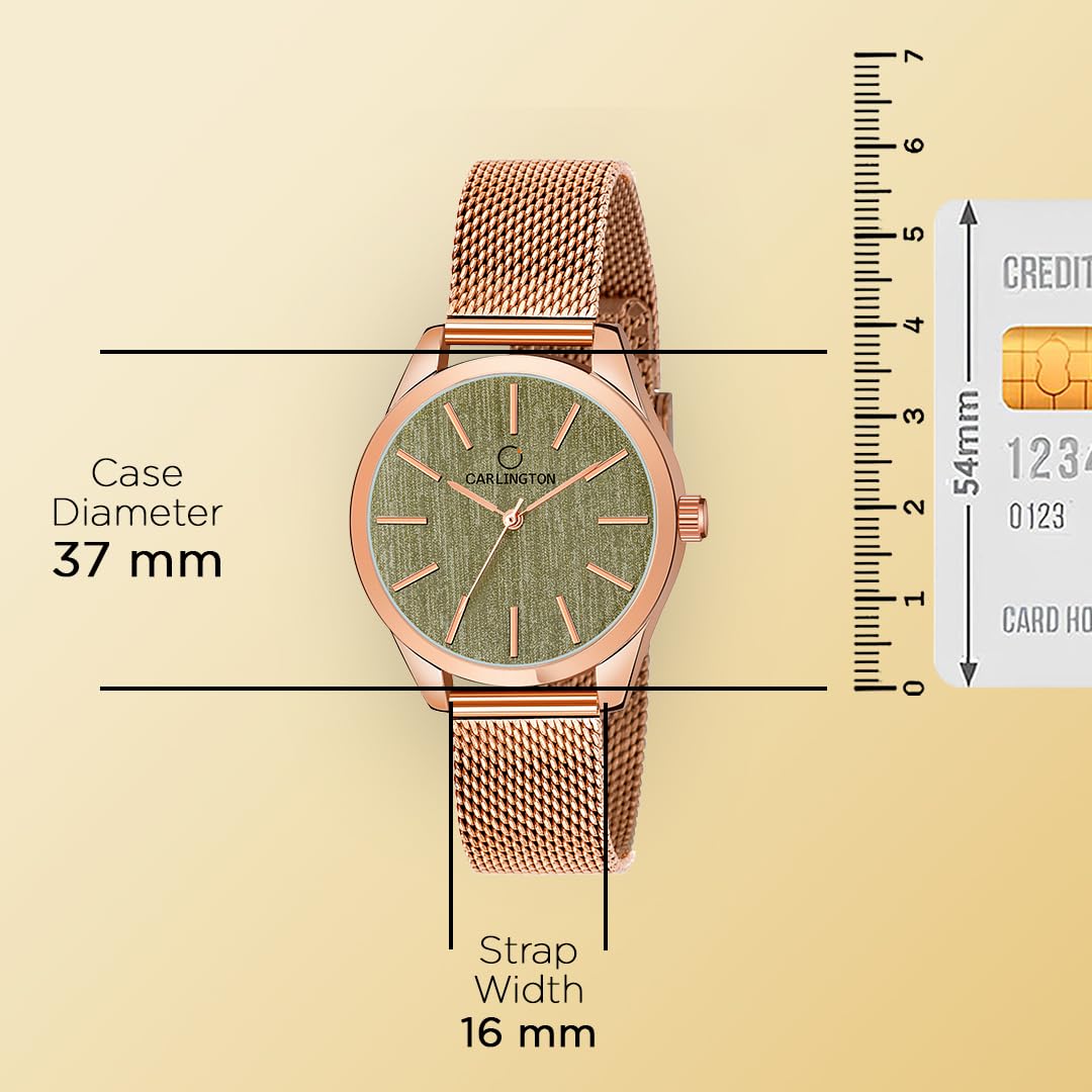 Carlington Stainless Steel Analog Dial Women Watch, Rose Gold Band