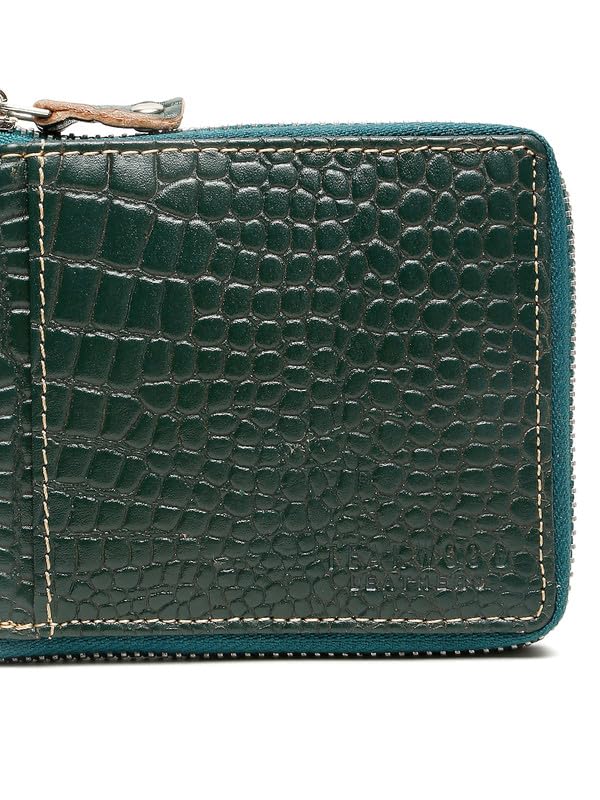 TEAKWOOD LEATHERS Men Green Leather Two Fold Wallet | with Featuring 3 Card Slots, 2 Hidden Stash Pockets, 1 Coin Pocket with Snap Button | T_WLT_487_GR