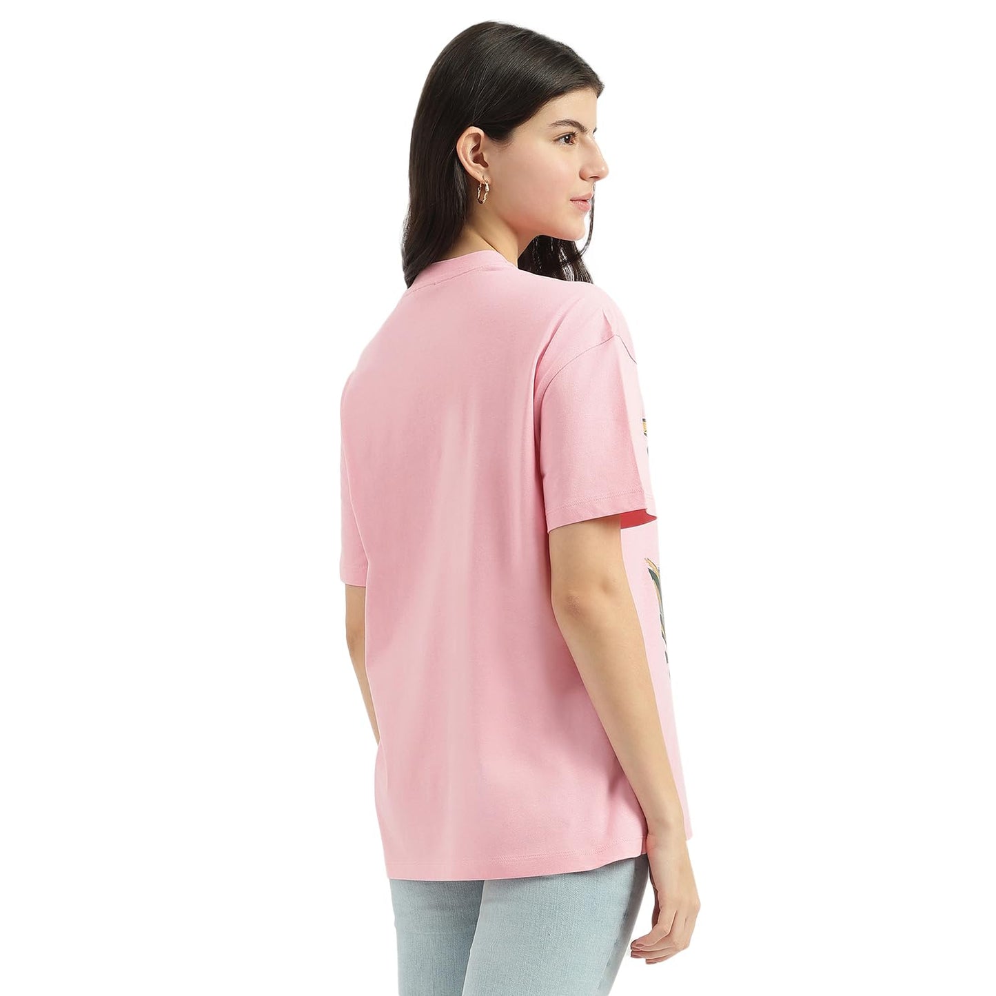 United Colors of Benetton Round Neck Tropical T-Shirt (Size: L)-25P3099W3277I29Y Pink