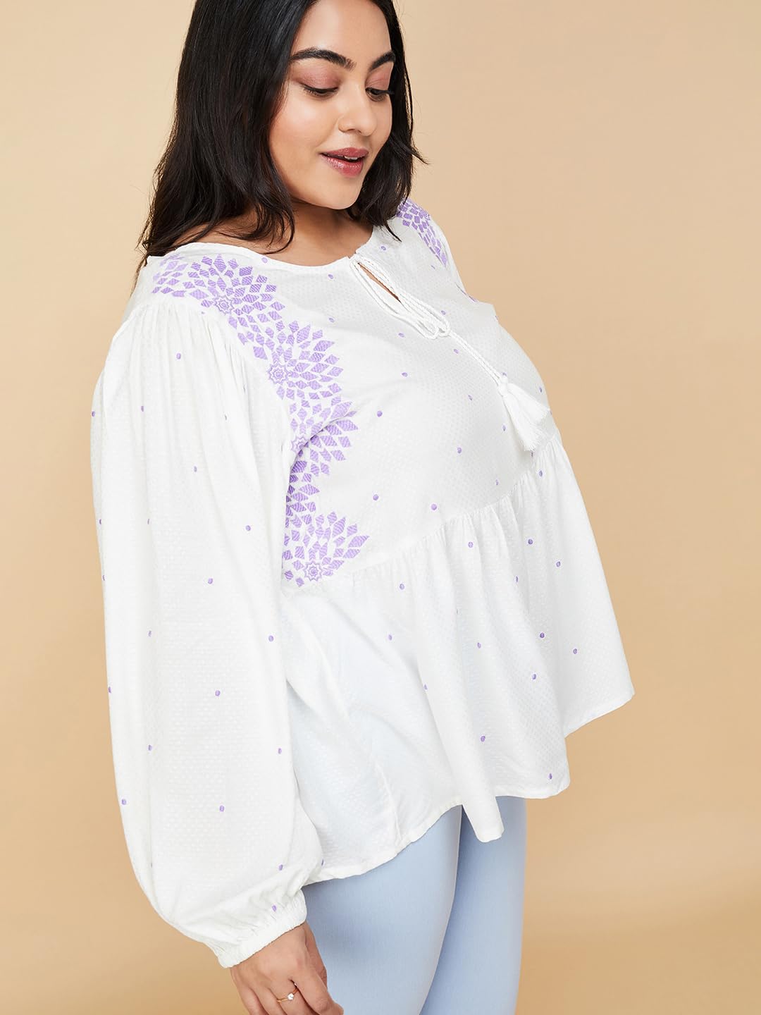 Max Plus Size Women Embroidered Top (EMB3201PIVORY)_3XL 20