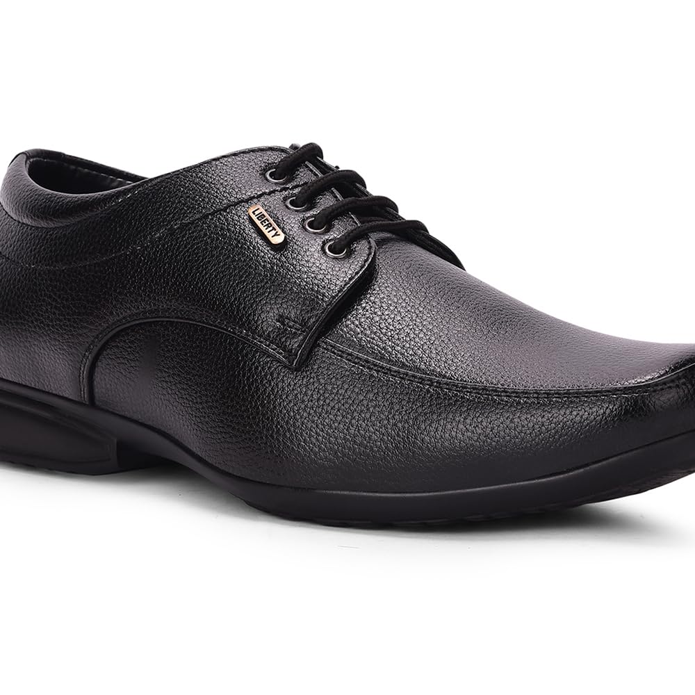 Liberty Fortune UVL-33 Lacing Derby Shoes For Men With PVC Sole | Comfortable & Lightweight | Cushioned Footbed | Durable, Stylish & Trendy Design | Padded Foam Insole | Formal Footwear (Black - 43EU)
