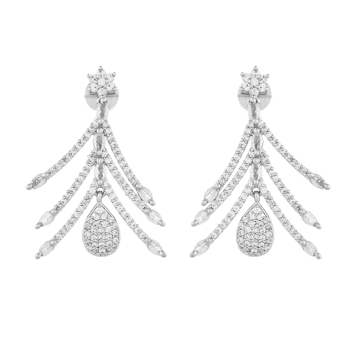 VOYLLA Luxurious Crystal American Diamond Necklace Set|Necklace Set For Women|Women Necklace Set |Gold Necklace Set For Women|American Diamond|Festival|Diwali|Party|Wedding|Gift For Women|