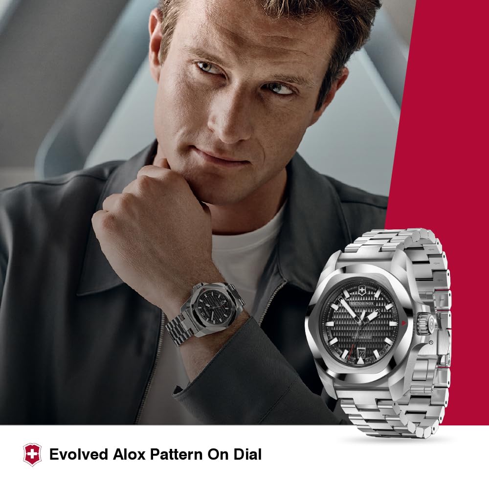 Victorinox I.N.O.X. Automatic, Swiss Made Men's Watch | Black Dial, 41 mm, 200M Water Resistant, Stainless Steel Case, Stainless Steel Strap, Sellita SW 200-1 Movement | 242019