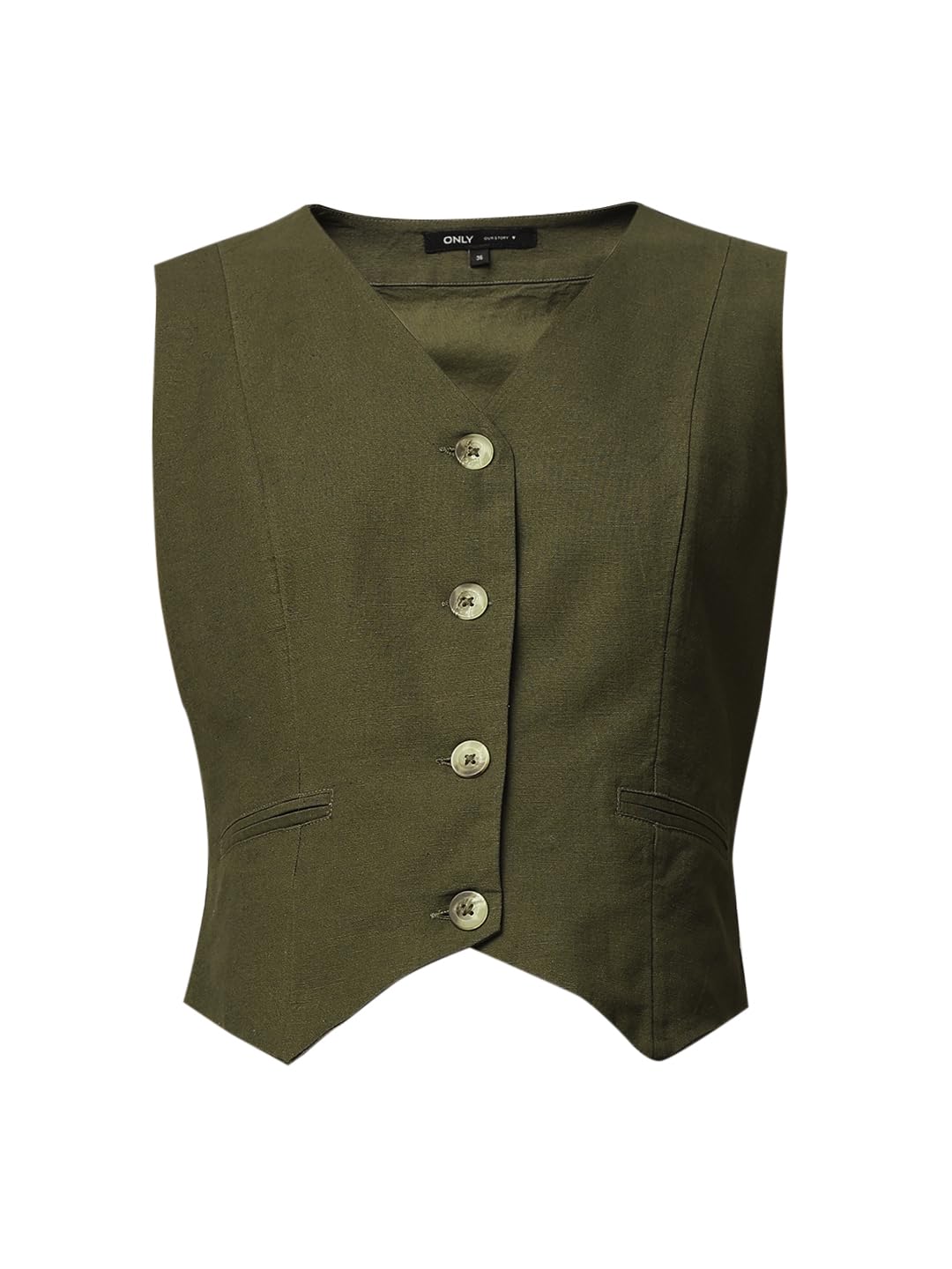 ONLY Women's Regular Fit Dark Green Waistcoat