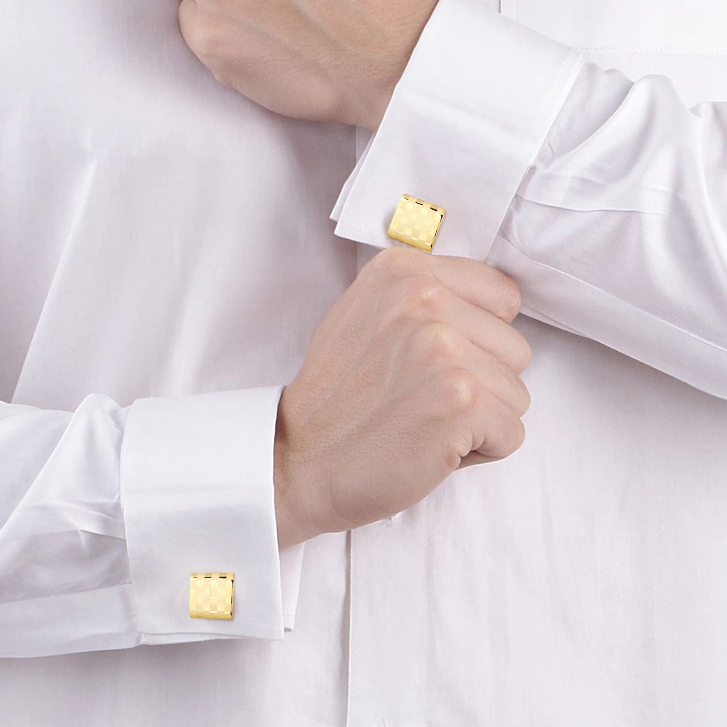 Peora Gold Plated Cufflinks Set Stylish Accessories for Men & Boys Wedding Business Gift (PX9CL102G)