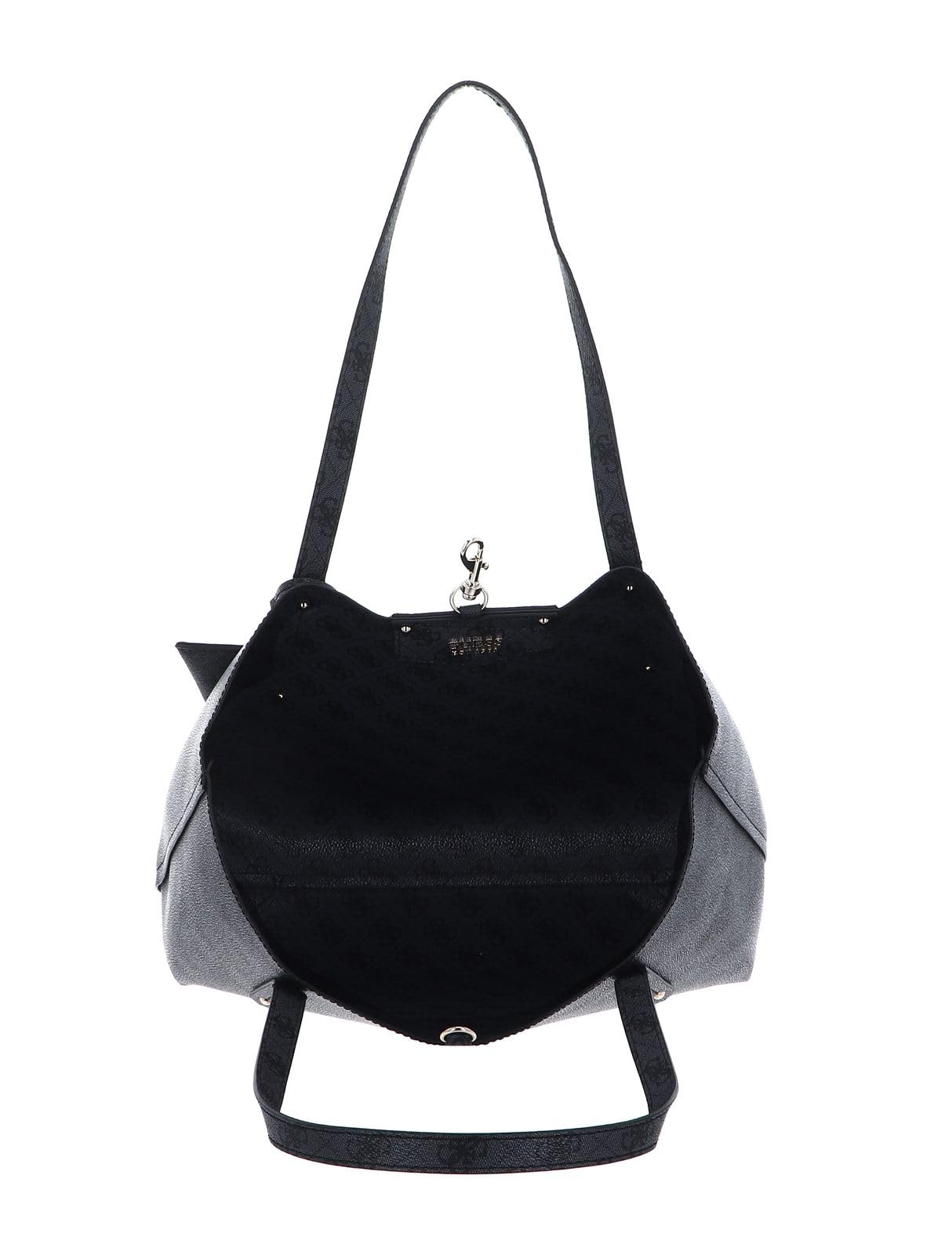 GUESS Women's Charcoal Printed Tote Bag with Pouch| Ladies Purse Handbags | Gift For Ladies