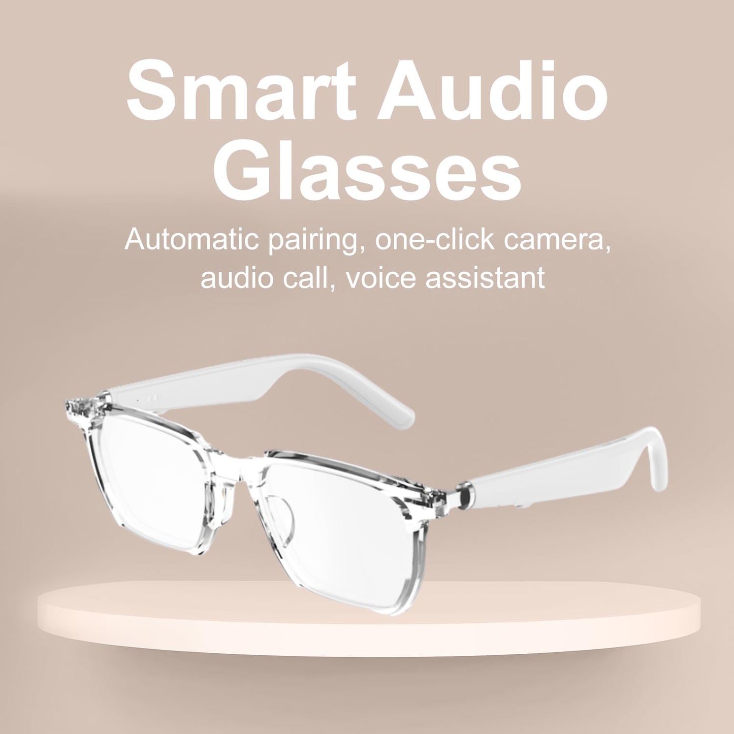 Tunifi G01 Smart Glasses Wireless Bluetooth with Magnetic Charging Hands-Free Calling, Anti-Blue Light, Sport Headset, Eyewear Intelligent Eyeglasses (White)