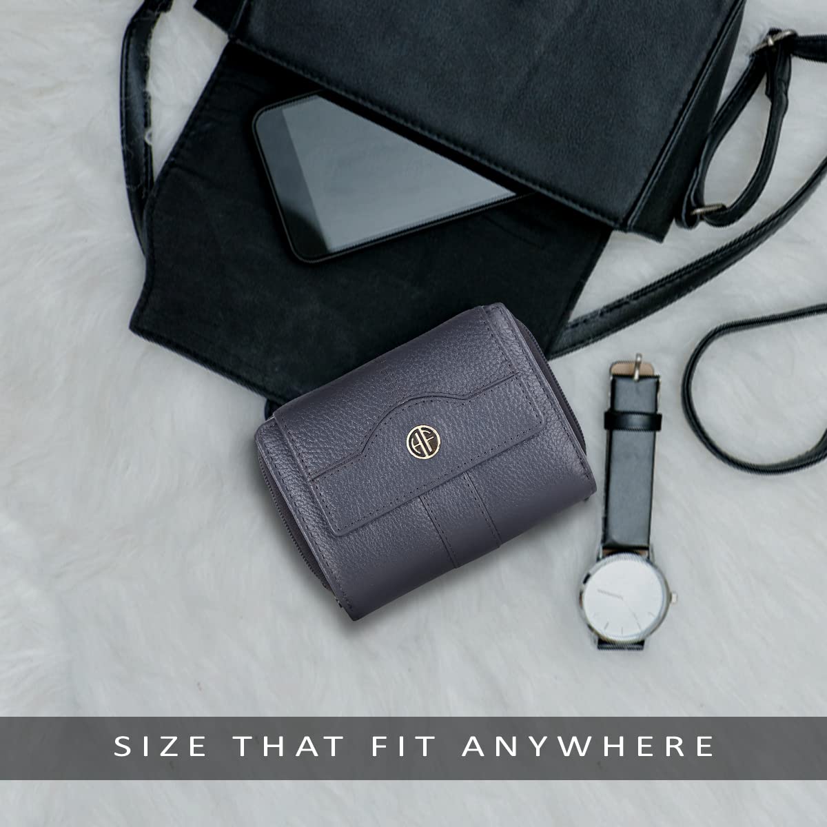 HAMMONDS FLYCATCHER Leather Ladies Wallet for Woman with 14 Card Slots - Clutch Purse for Women, Ladies Wallet for Women Stylish, Purse for Woman, Grey