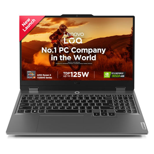 Lenovo LOQ, AMD Ryzen 5 7235HS, NVIDIA RTX 3050A 4GB, 12GB RAM, 512GB SSD, 15.6"(39.6cm), 144Hz, Windows 11, Office Home 2024, Grey, 2.4Kg, 83JC00HNIN, 3 Mon. Game Pass Gaming Laptop