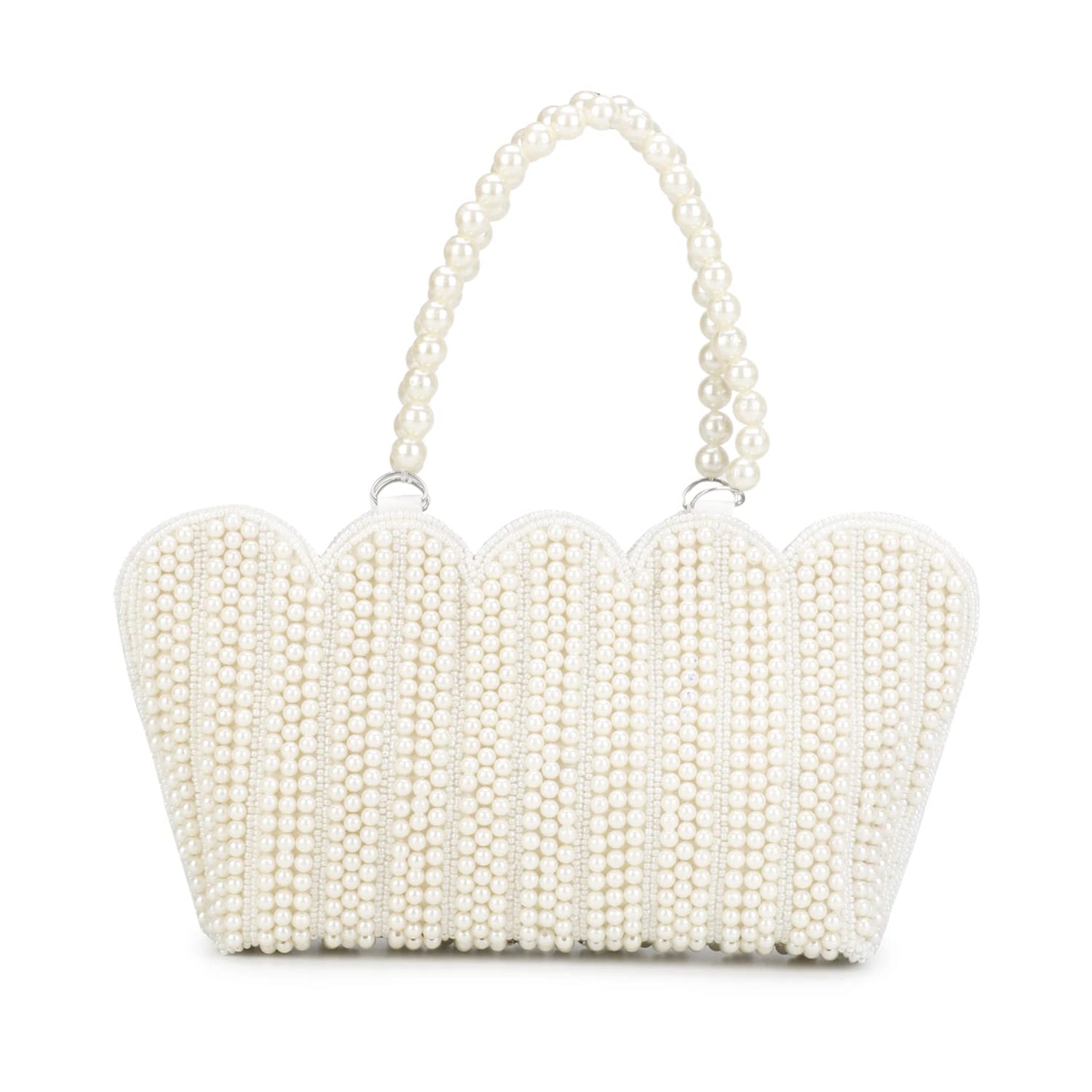 LONGING TO BUY Women's Tote Pearl Clutch (White)