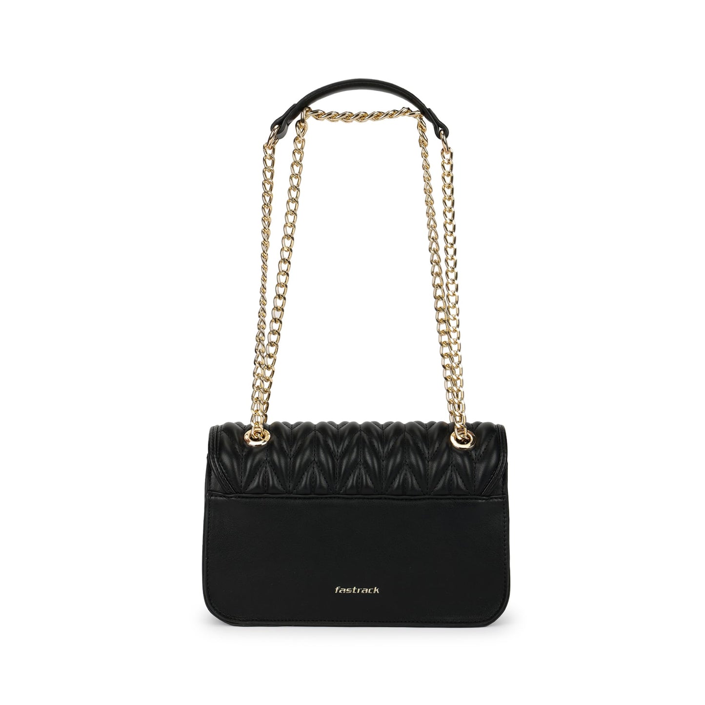 Fastrack QuiltGrid Shoulder Bag | Faux-Leather Women’s Handbag | Diamond Quilted Design | Adjustable Chain Strap | Zipper & Magnetic Closure | Gold-Finish Hardware