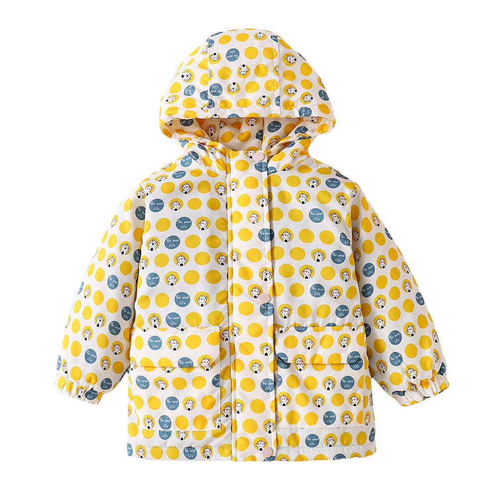 Hopscotch Girls Polyester Waist Length Jackets in Yellow Color For Ages (6-7 Years)