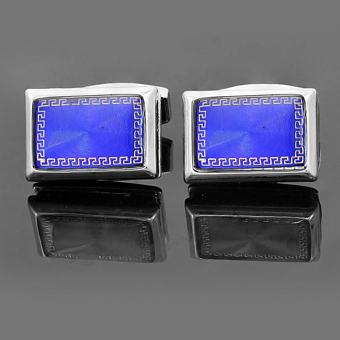 Nakabh Statement Blue Elegant Office Formal Collection Shirt Blazer Cufflink Pair Men Gift Box (Rectangle)