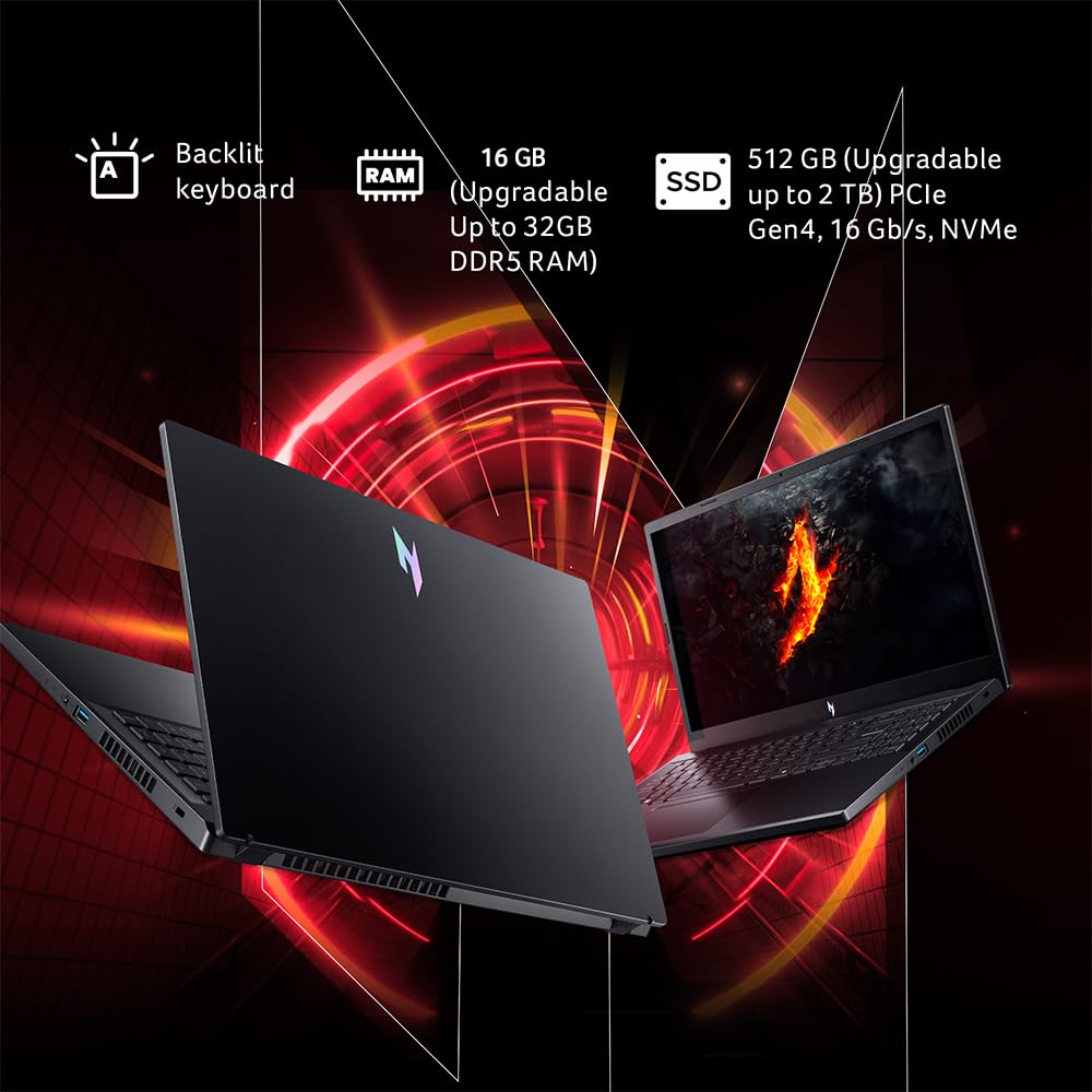 Acer NITRO V 15, AMD Ryzen 7-7735HS octa-core processor, NVIDIA GeForce RTX 4050- 6 GB GDDR6(16GB DDR5, 512GB)IPS FHD, 15.6"/ 39.62cm, 144Hz, Win 11 Home, Obsidian black, 2.1KG, ANV15-41 Gaming Laptop