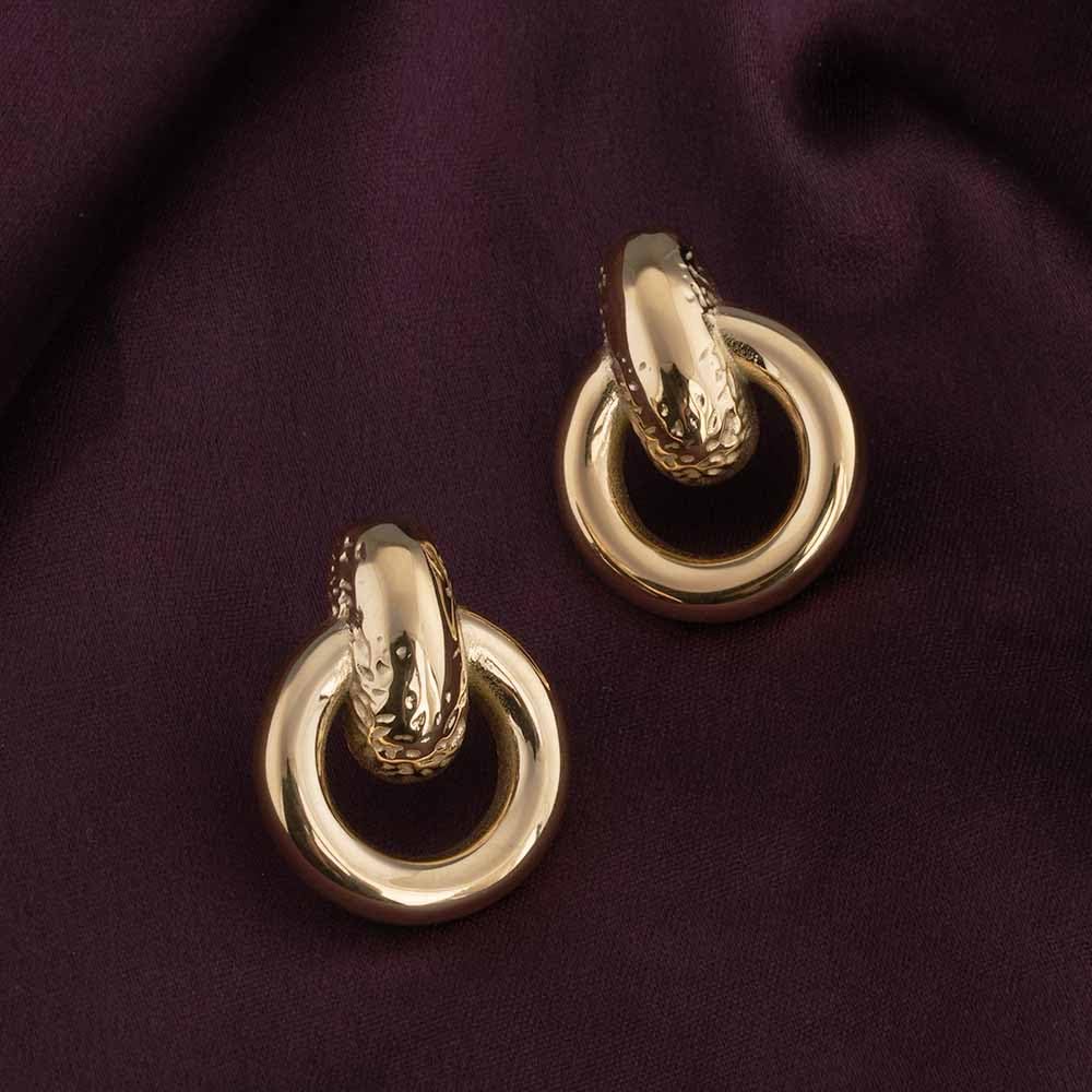 PALMONAS Gold Loop Stud Earring for Women - Gift for Girls & Women | Waterproof & Anti-Tarnish Earrings