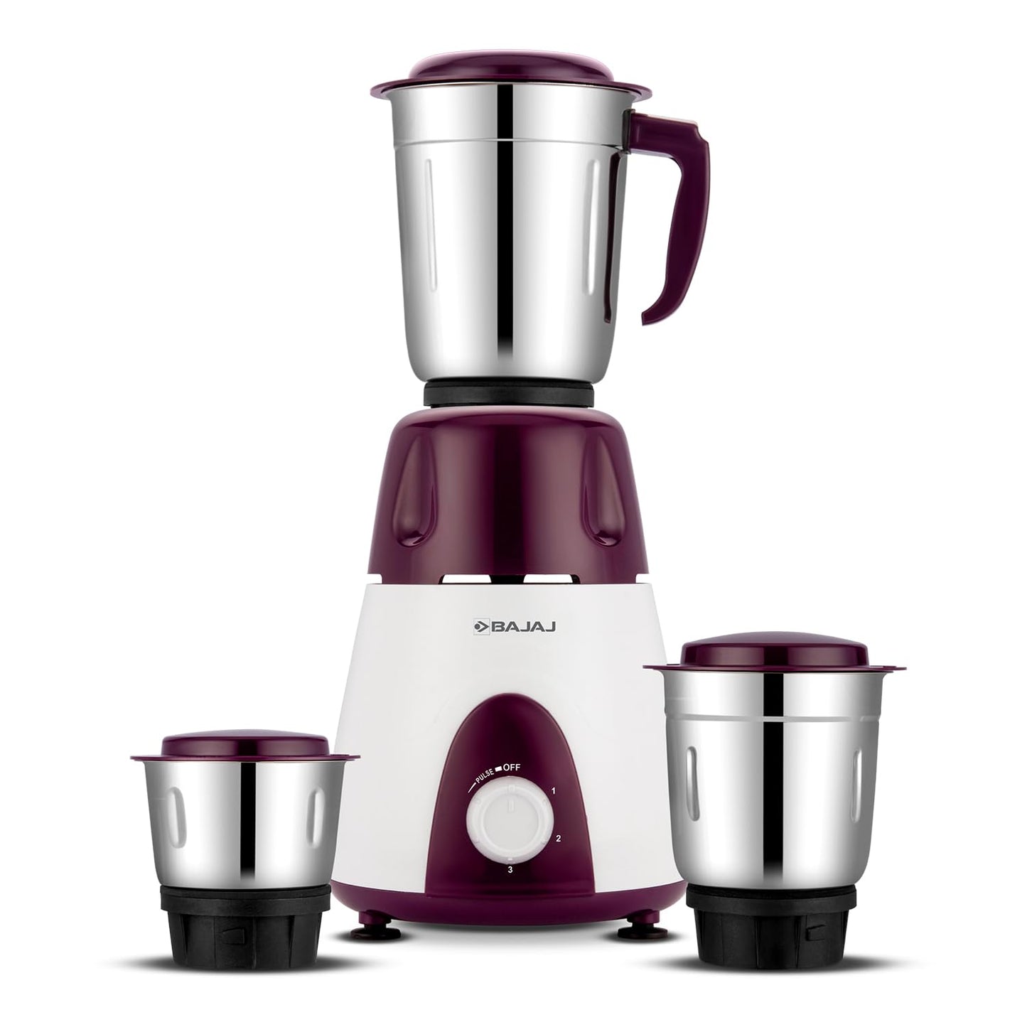 Bajaj Rex Mixer Grinder 500W | Mixie For Kitchen With Nutri-Pro Features | 3 SS Mixer Jars For Heavy Duty Grinding | Adjustable Speed Control | Multifunctional Blade System | 2 Yr Warranty【Purple】