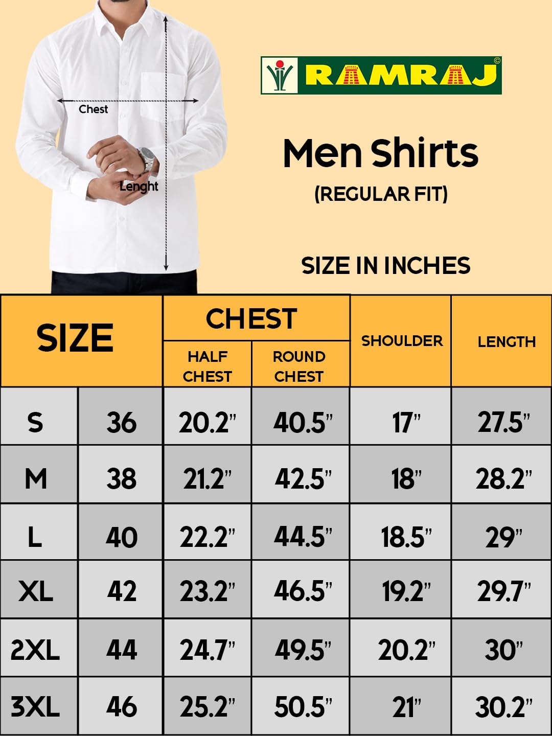 RAMRAJ COTTON Mens Cotton Solid White Full Sleeve Shirt (42;White)