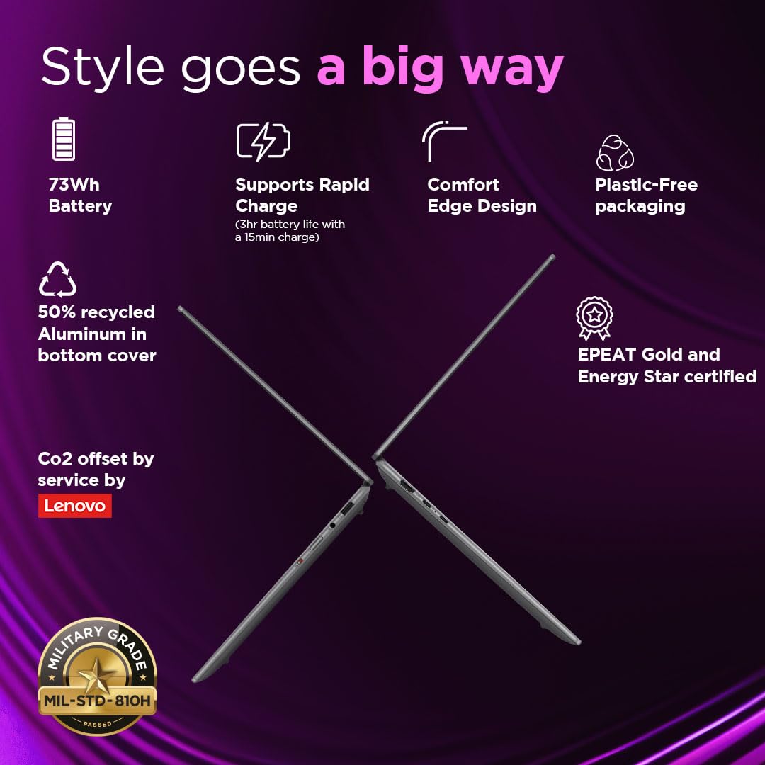 Lenovo Yoga AMD Pro 7 Ryzen AI 9 365 (32GB RAM/1TB SSD/Copilot+PC/14.5"(36.8cm)/2.8K WQXGA+OLED/120Hz/Windows11/Office Home 2024/Grey/1.54Kg), 83HN0027IN AI Laptop