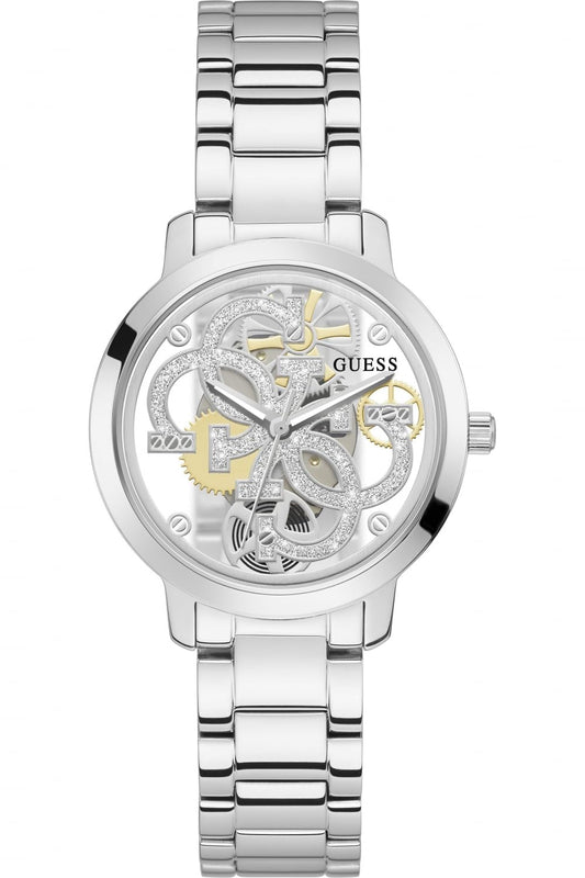 GUESS Stainless Steel Analog Silver Dial Women Watch-Gw0300L1, Silver Band