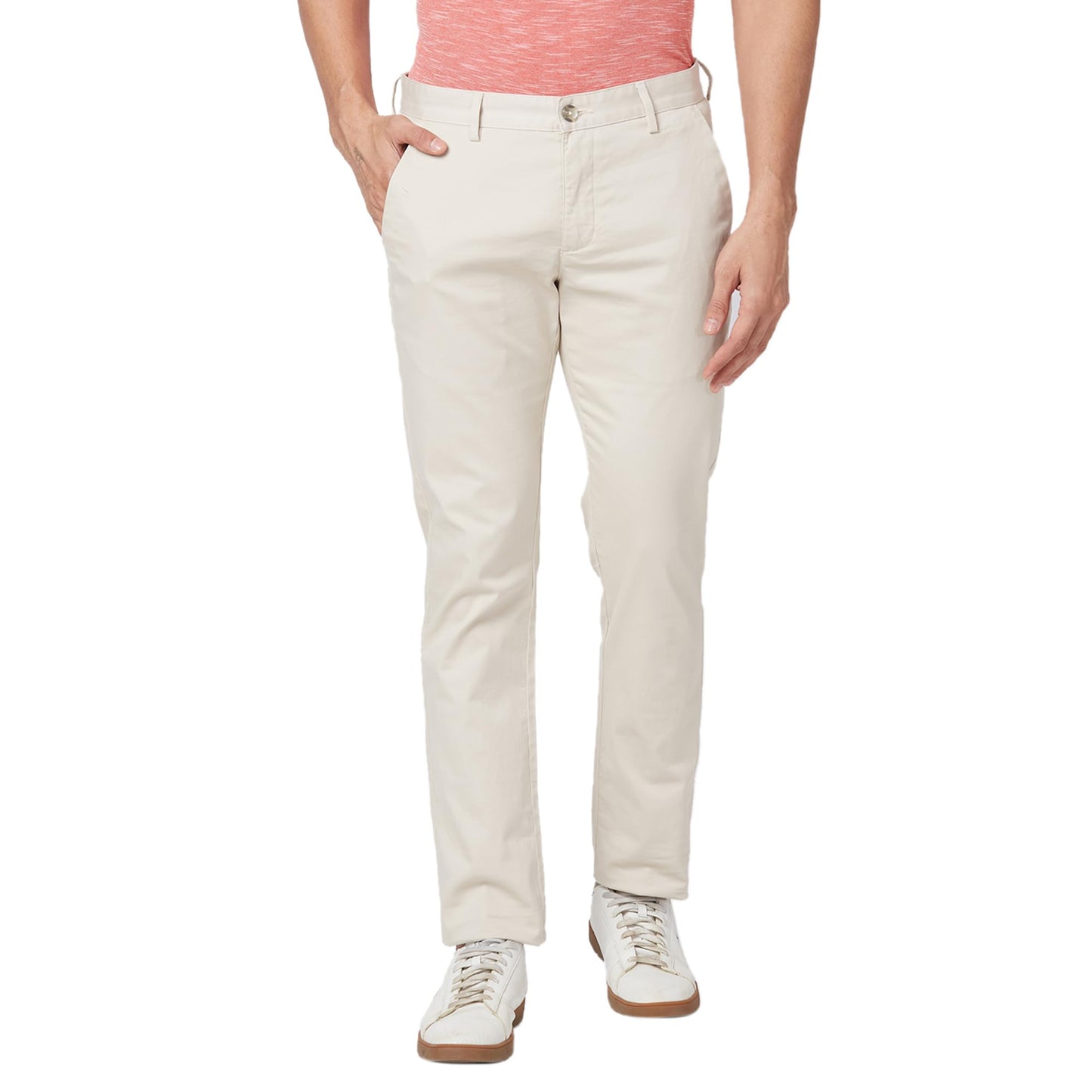 Park Avenue Men's Neo Fit Solid Pattern Cotton Blend Pleated Casual Trouser (Size: 36)-PCTA00477-F2