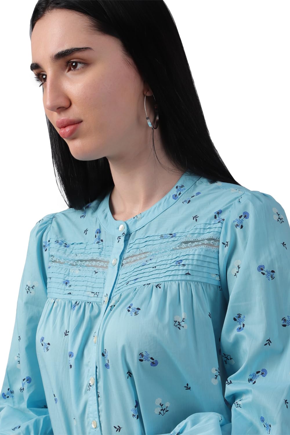 Allen Solly Women's Regular Fit Shirt (AHSFCRGBA20878_Blue