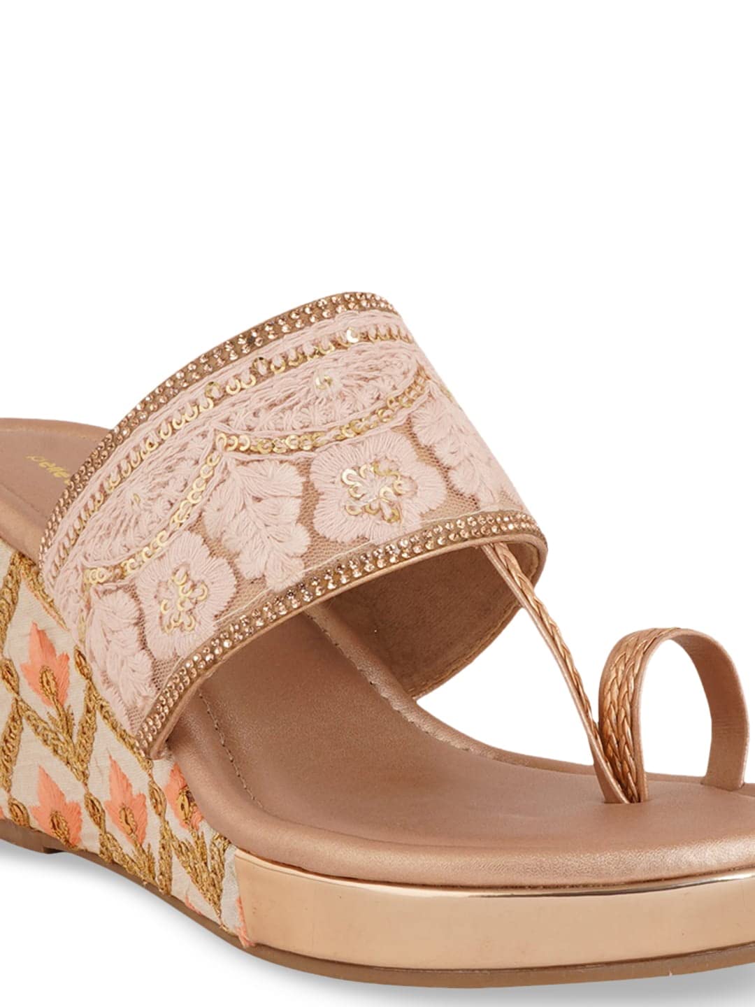 pelle albero Pink & Rose Gold Party Wedge Sandals PA-GF-42_SULTAN