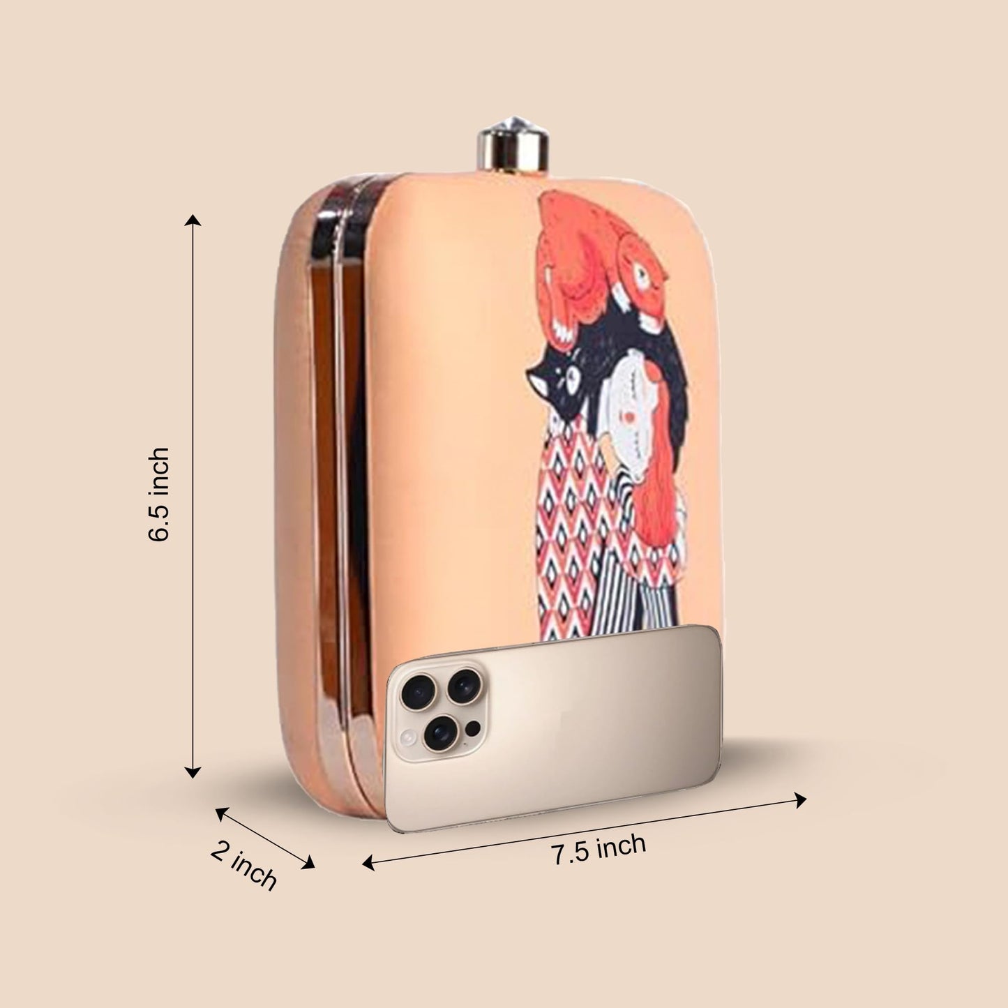 Artklim Cute Cat Lover Printed Clutch Bag for Women with Detachable Strap