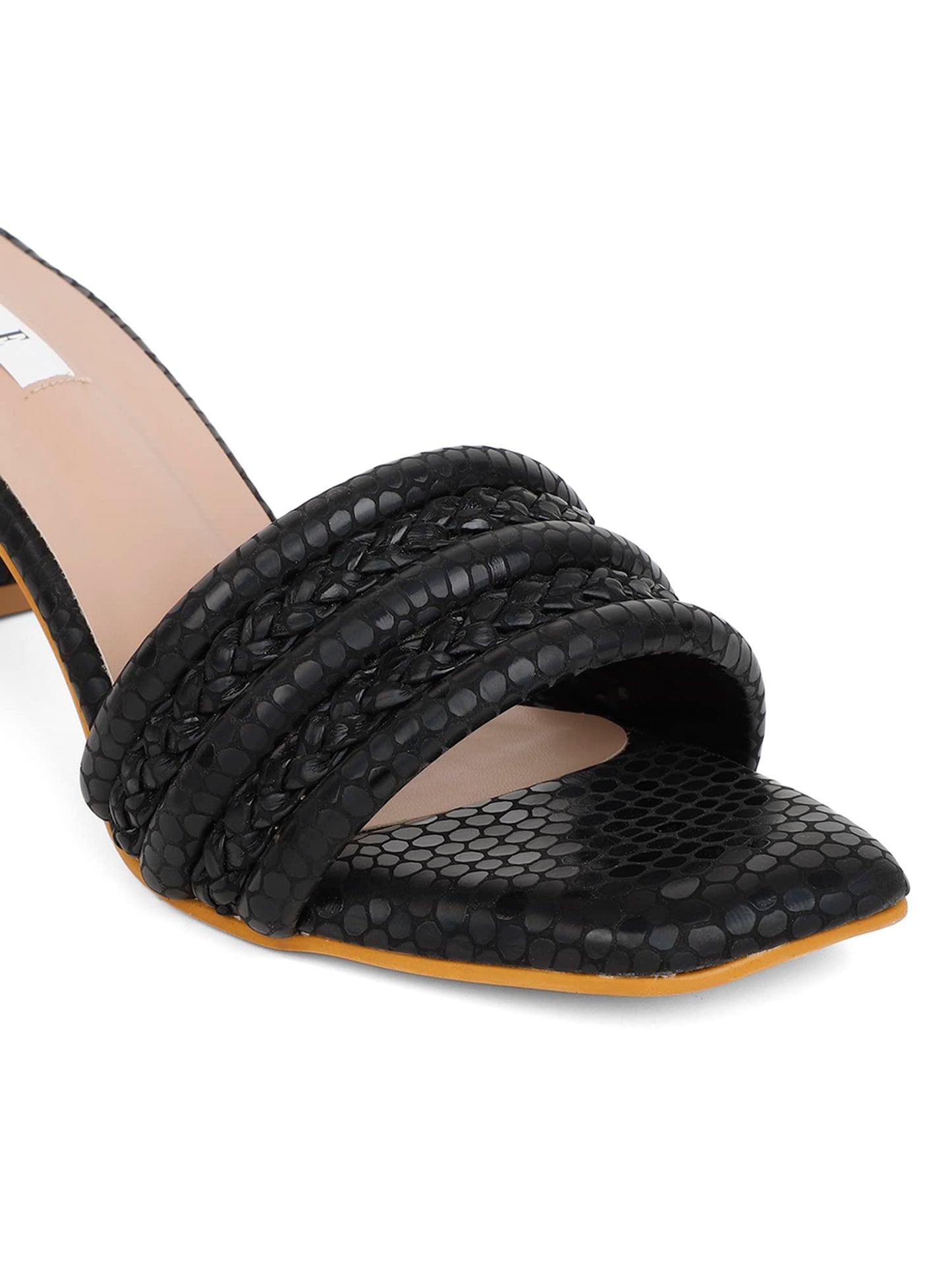 ELLE Women's Black Block Sandals