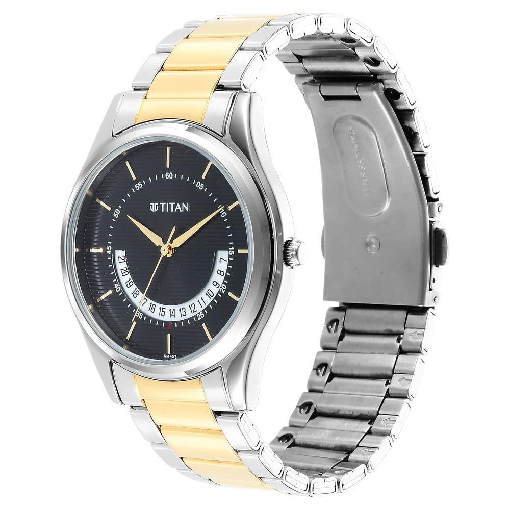Titan Men's Multifunction Karishma: Two-Tone Steel Elegance Watch-NS1713BM02
