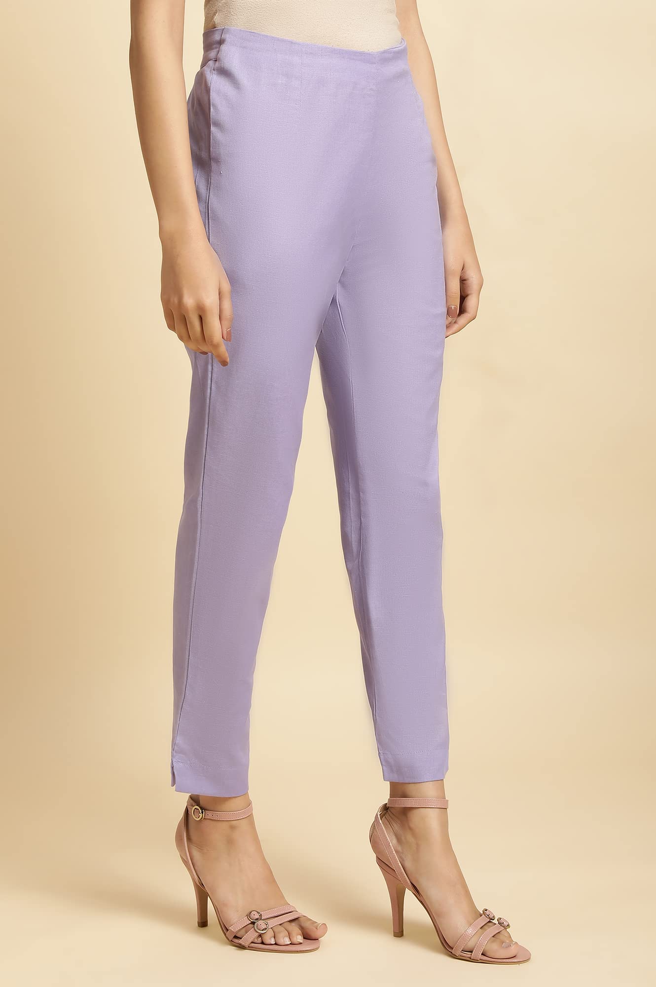 W for Woman Purple Solid Slim Pants_23FEW60151-219363_M_10