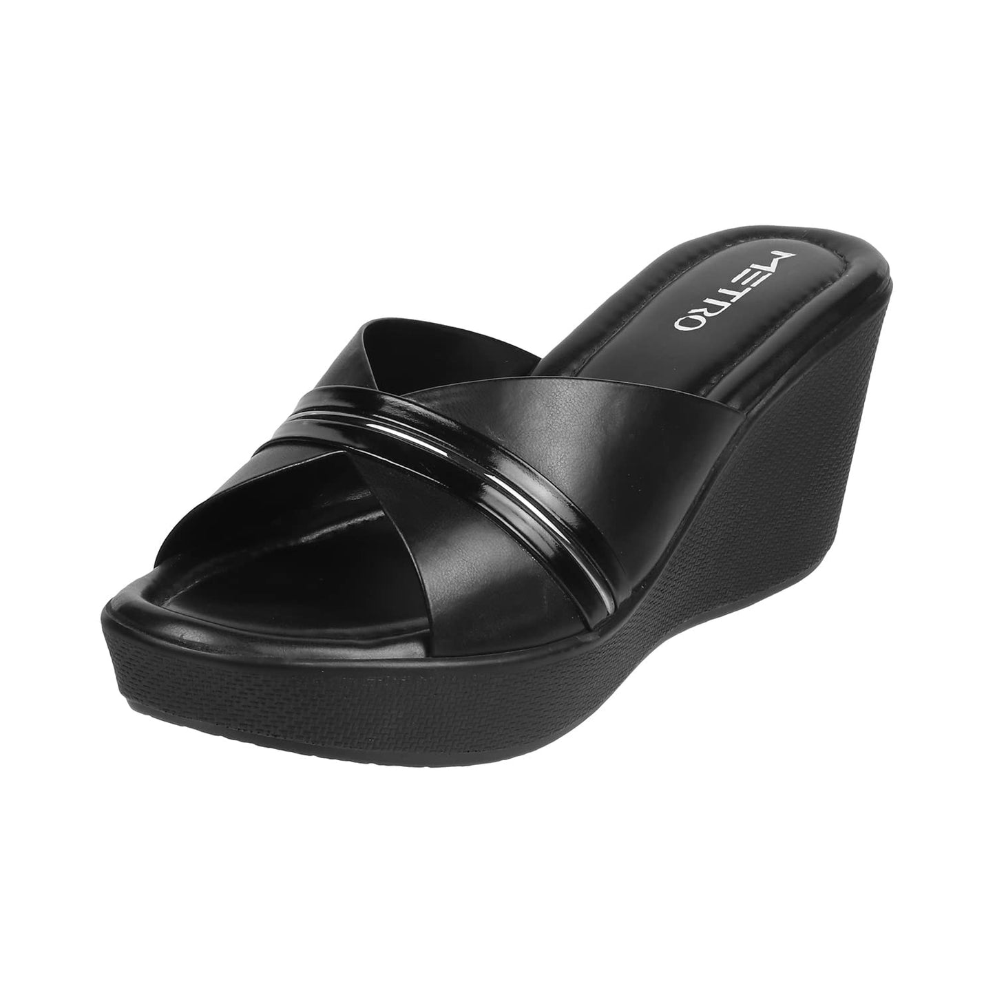 Metro Women Wedge Heel Fashion Slip-on Black UK/5 EU/38 (34-122)