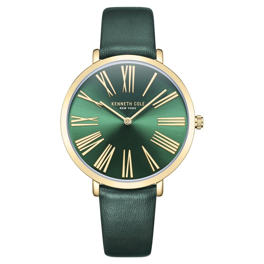 Kenneth Cole Quartz Analog Green Dial Green Leather Strap Watch for Women-KCWLA0027303LD