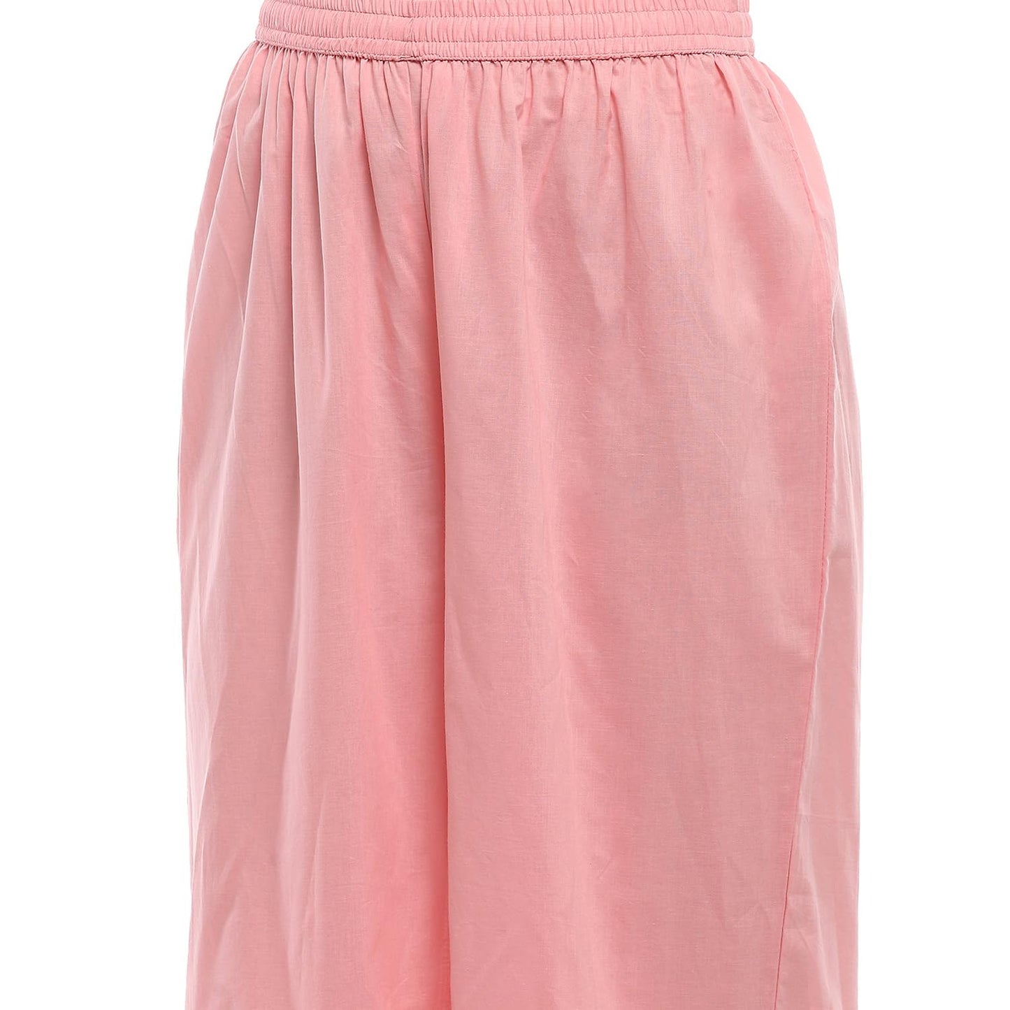 BIBA Women's Pink Cotton Straight Suit Set (SKDUZBEK9875AW24PNK