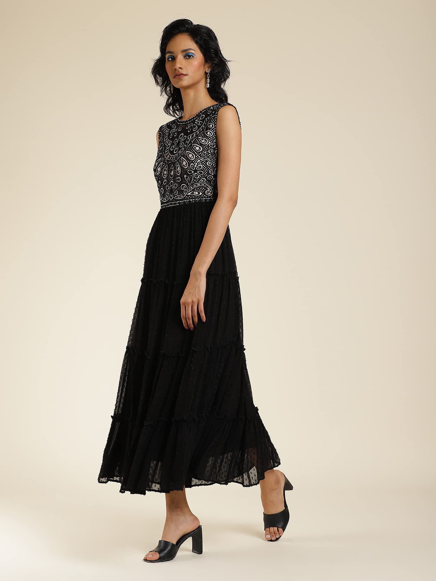 Label RITU KUMAR Women's Maxi Dress LDRVGT01N29386796-BLACK-M