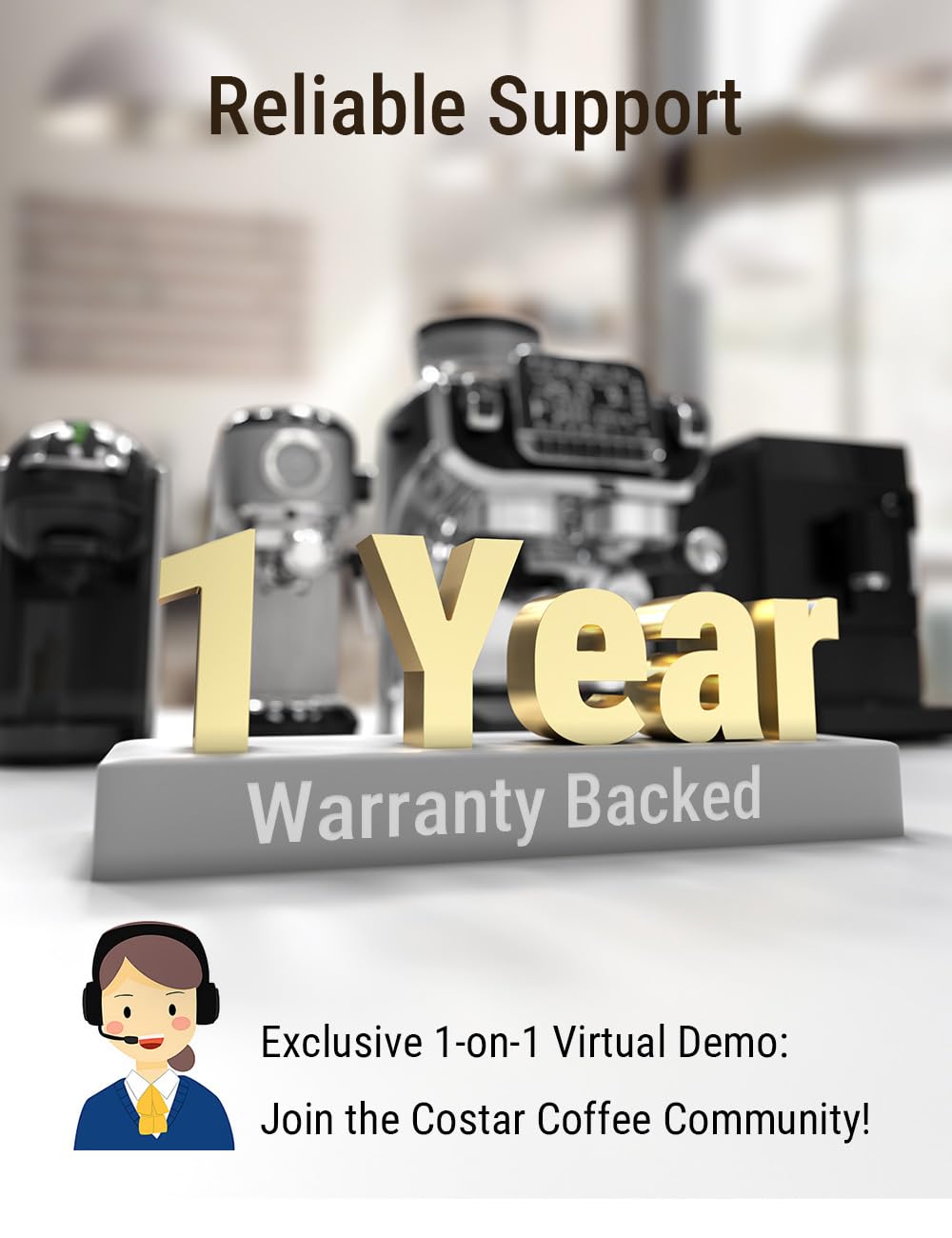 Costar 20 Bar Espresso Coffee Machine with Steam Wand, Stainless Steel, 1350W Quick Heating Coffee Maker Machine for Home,Pressure Indicator, Compact Espresso Maker for Home Barista for Espresso/Latte