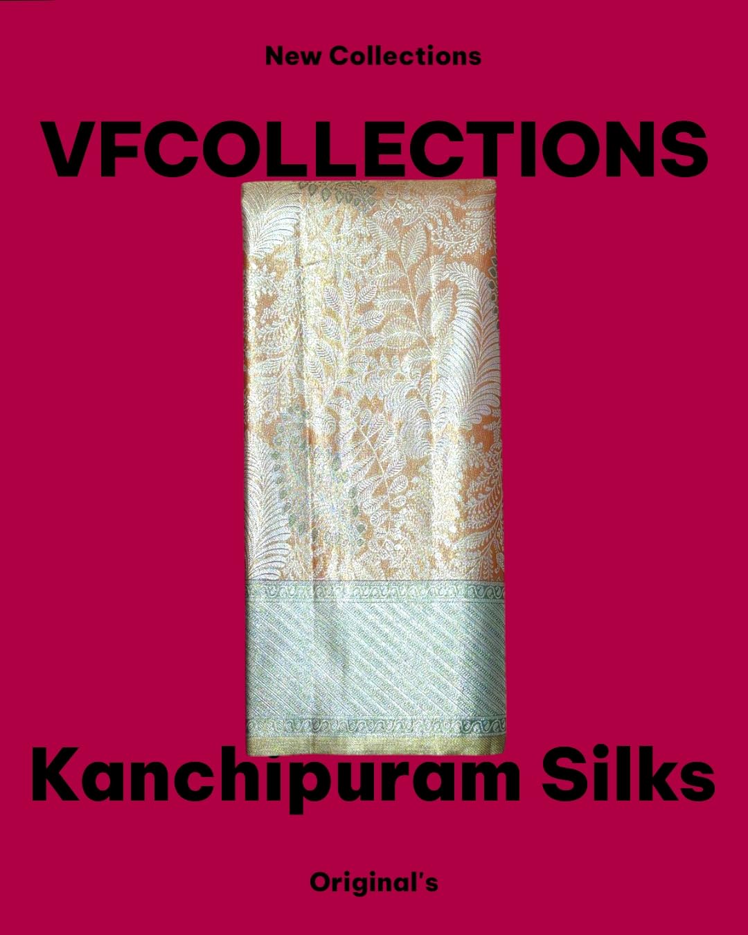VFCollections Women's Kanchipuram Silk Pure Pattu Sarees With Blouse (VFC629-2)