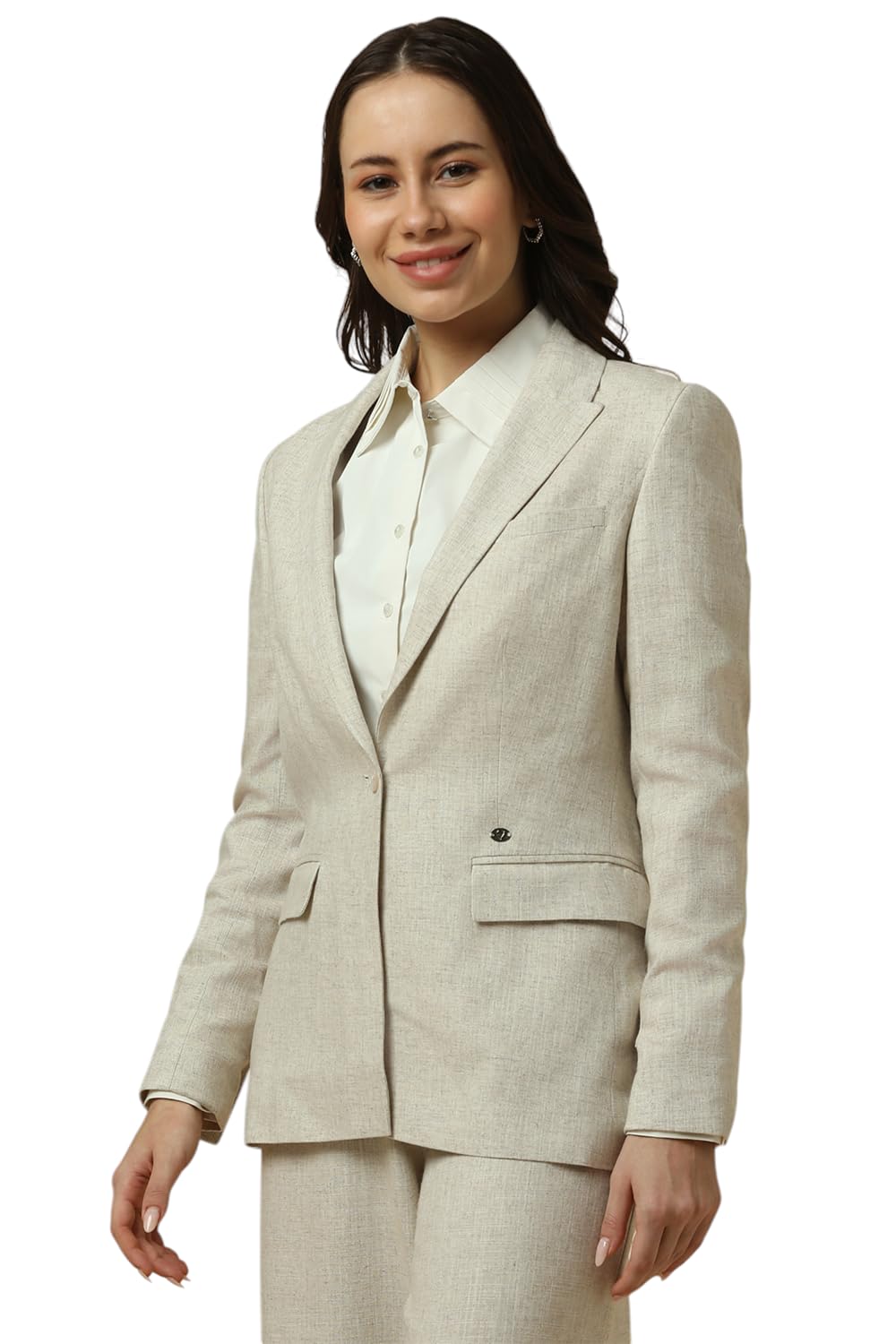 Allen Solly Women's Blazer (AHBZARGHK39983_Beige