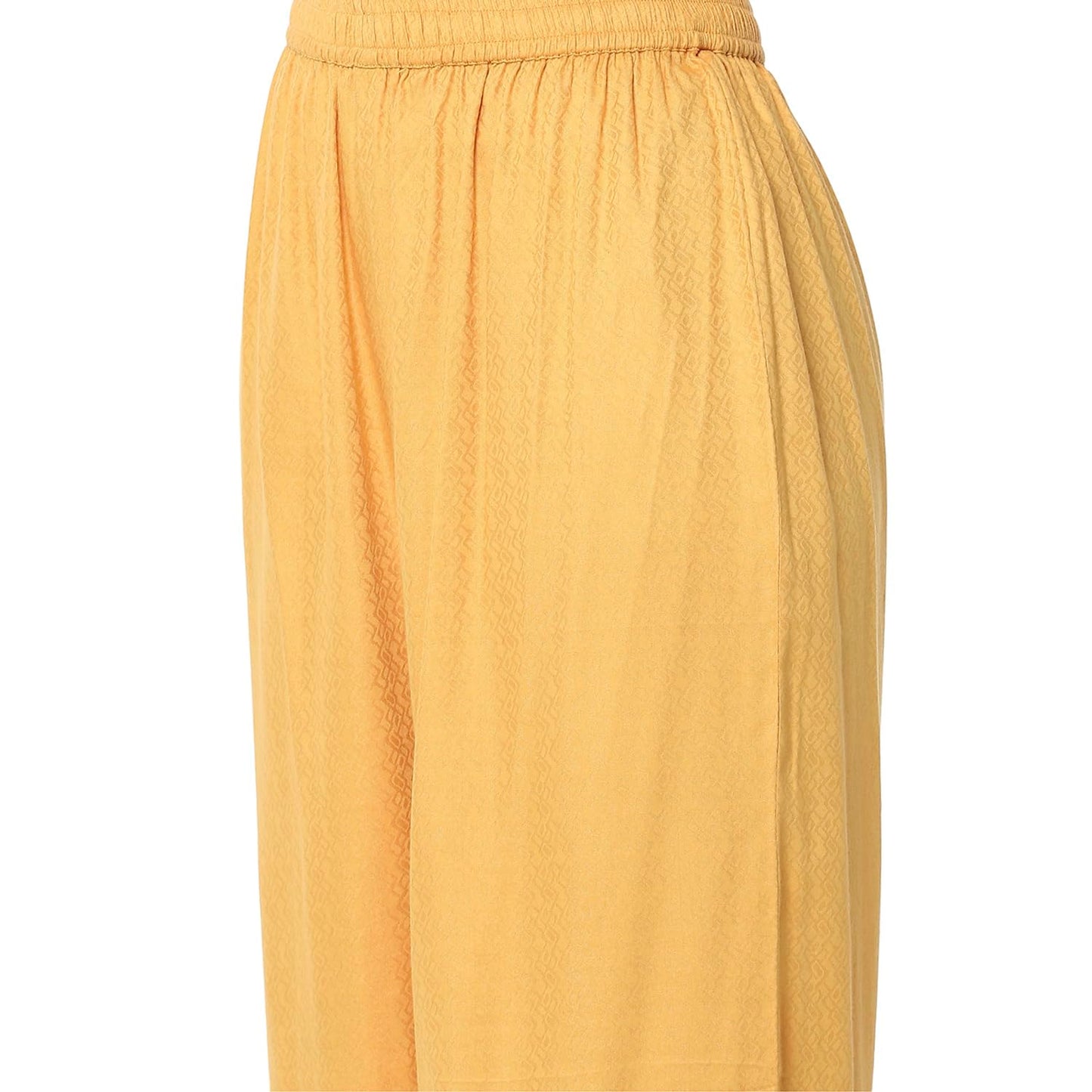 Biba Women's Cotton Blend Kurta Set (SKDMEWAR10863SS25OCRYEL_Ochre Yellow