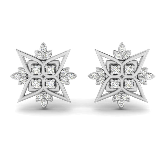 Avsar 18k (750) White Gold and Diamond Stud Earrings for Women