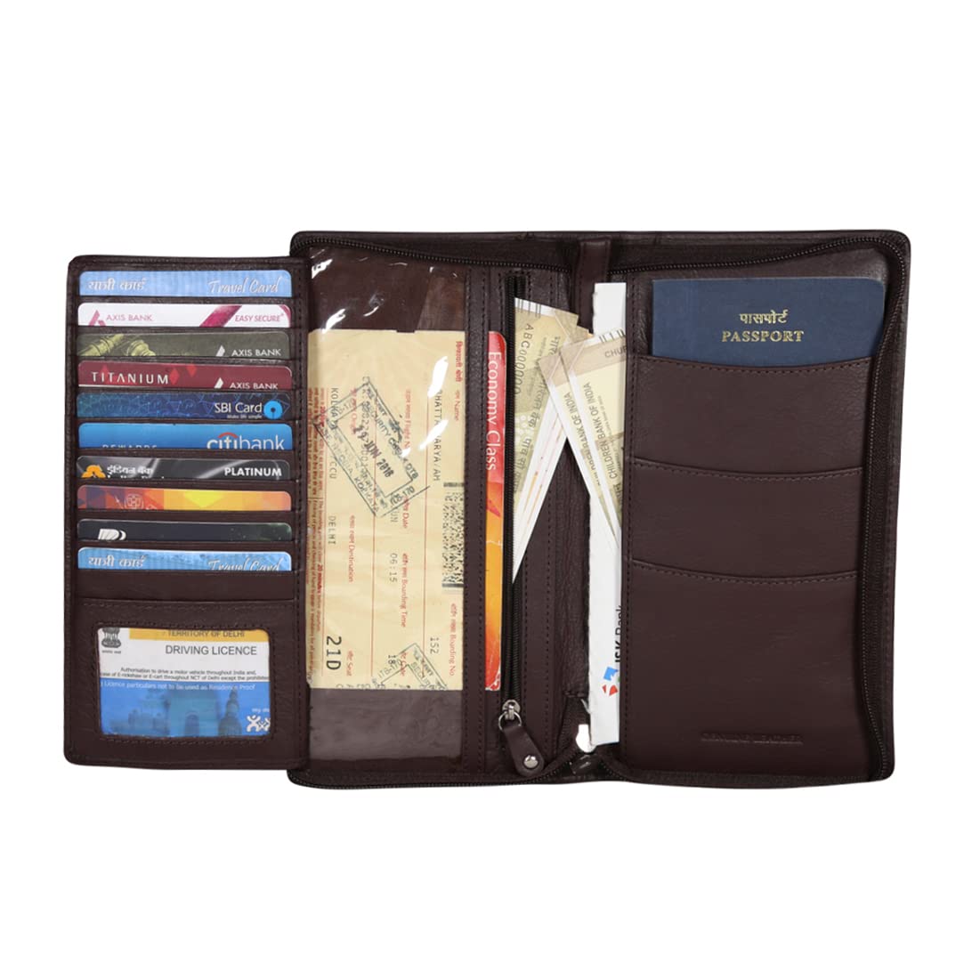 RAI SAHAB Genuine Leather Brown Passport Holder for Men and Women (3857DB23)