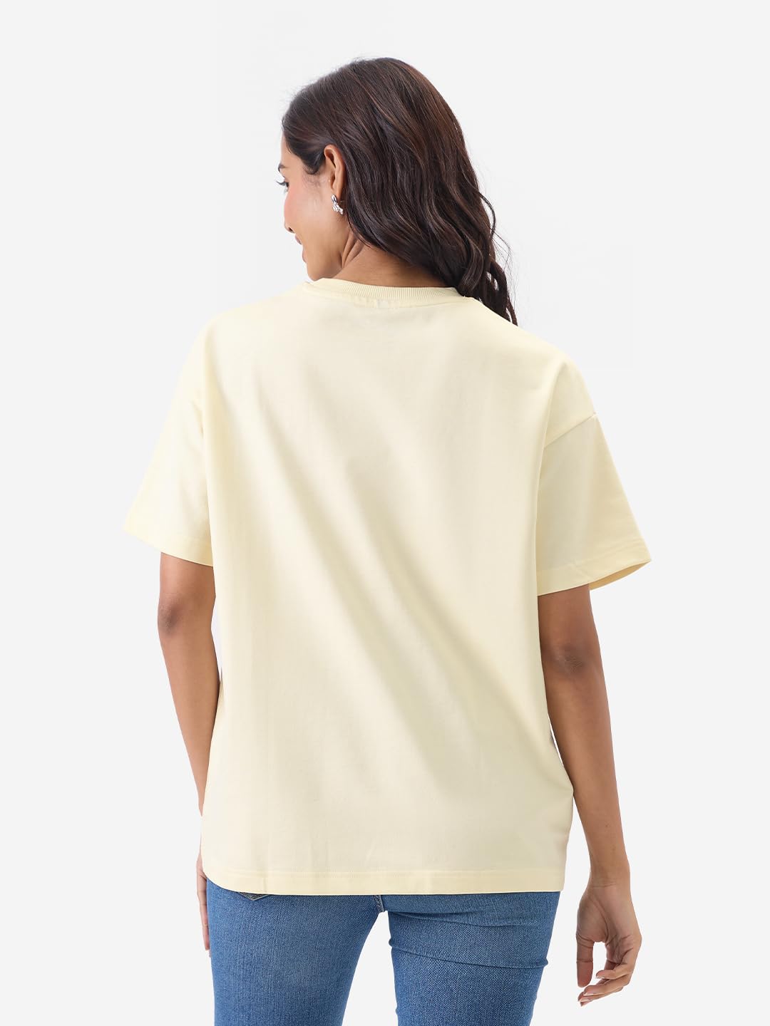 The Souled Store Official DC: Cute But Deadly Women and Girls Short Sleeve Round Neck Yellow Graphic Printed Cotton Oversized T-Shirts