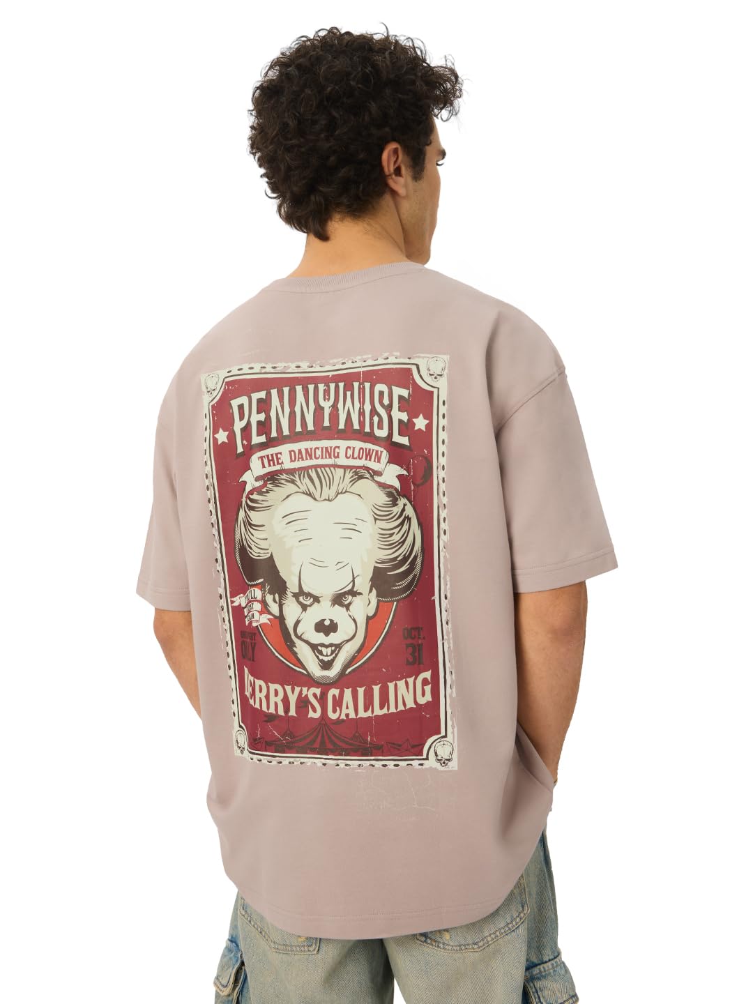 The Souled Store Official IT : Derrys Calling Mens and Boys Oversize Fit Half Sleeves Cotton T-Shirt Beige