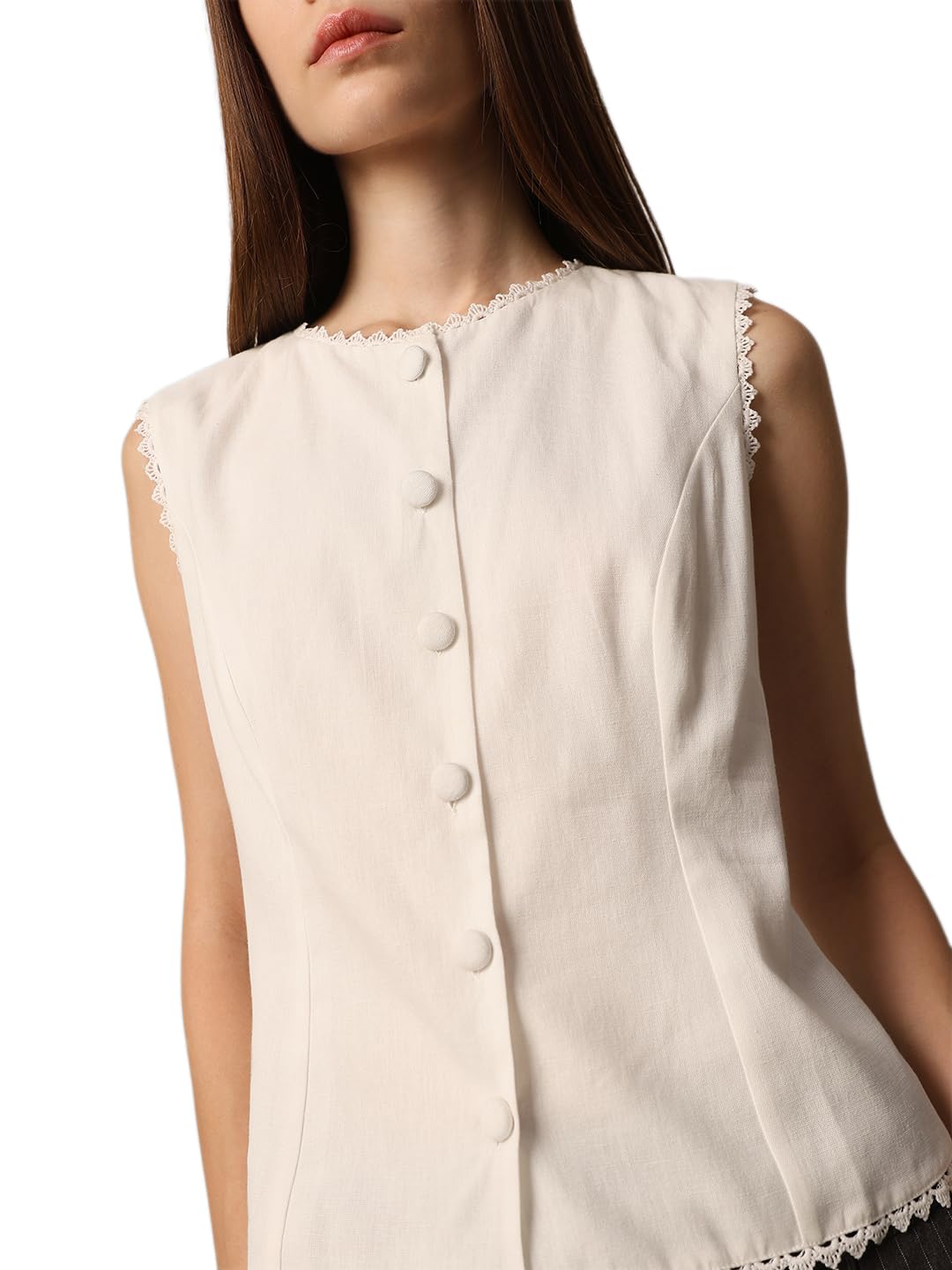 ONLY Women's Regular Fit White Waistcoat