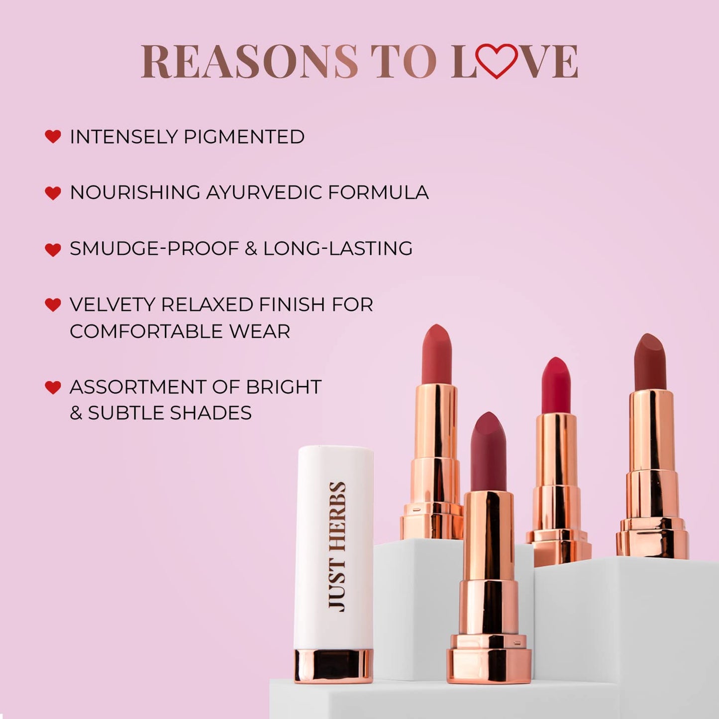 Just Herbs Matte Lipstick, Hydrating Nourishing and Liquid Waterproof Long Stay Relaxed Matte Bullet Lipsticks for Women 4.2 gm (Juicy Peach)