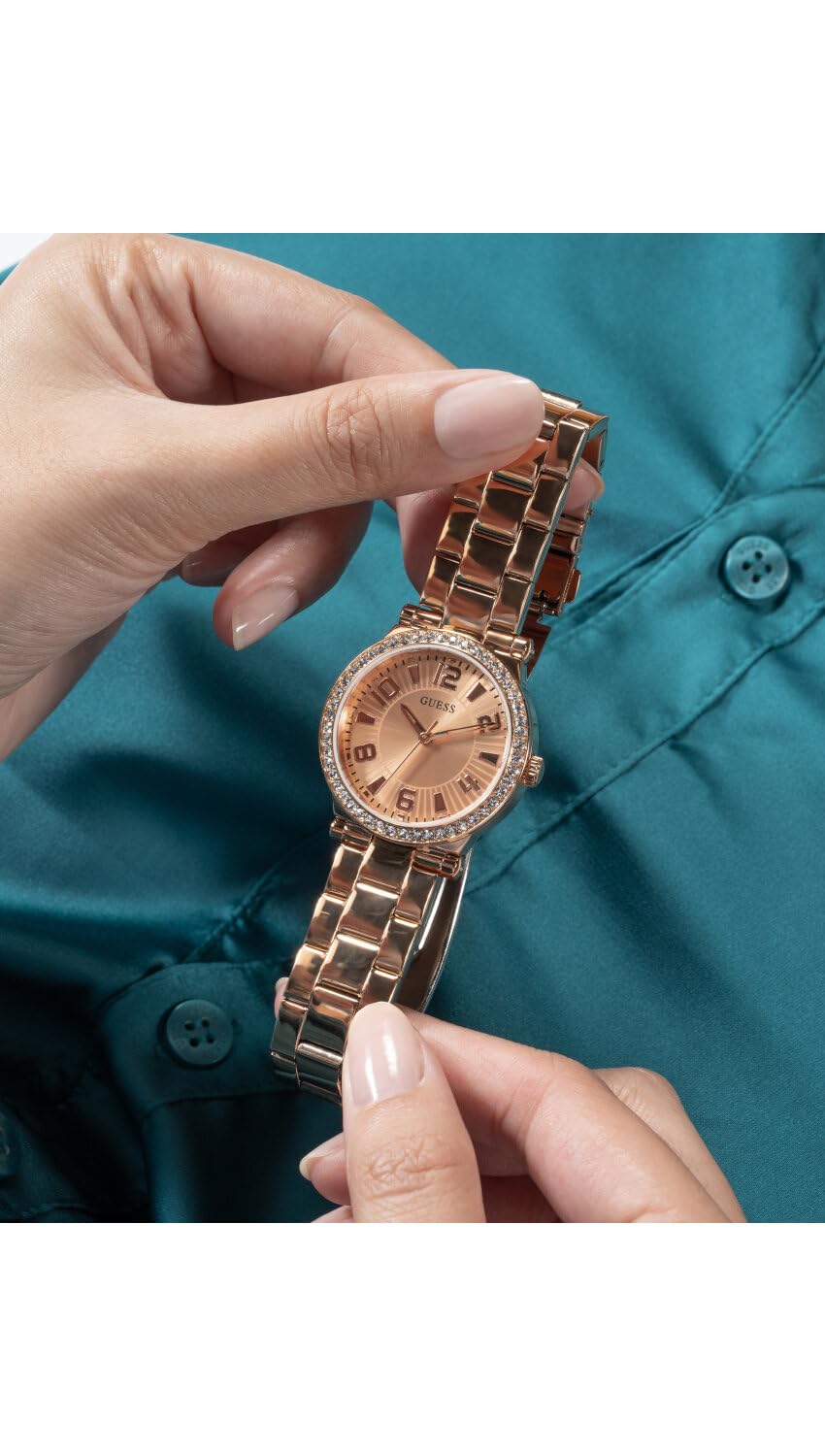 GUESS Stainless Steel Analog Rose Gold Dial Women's Watch-Gw0686L3, Band Color-Rose Gold