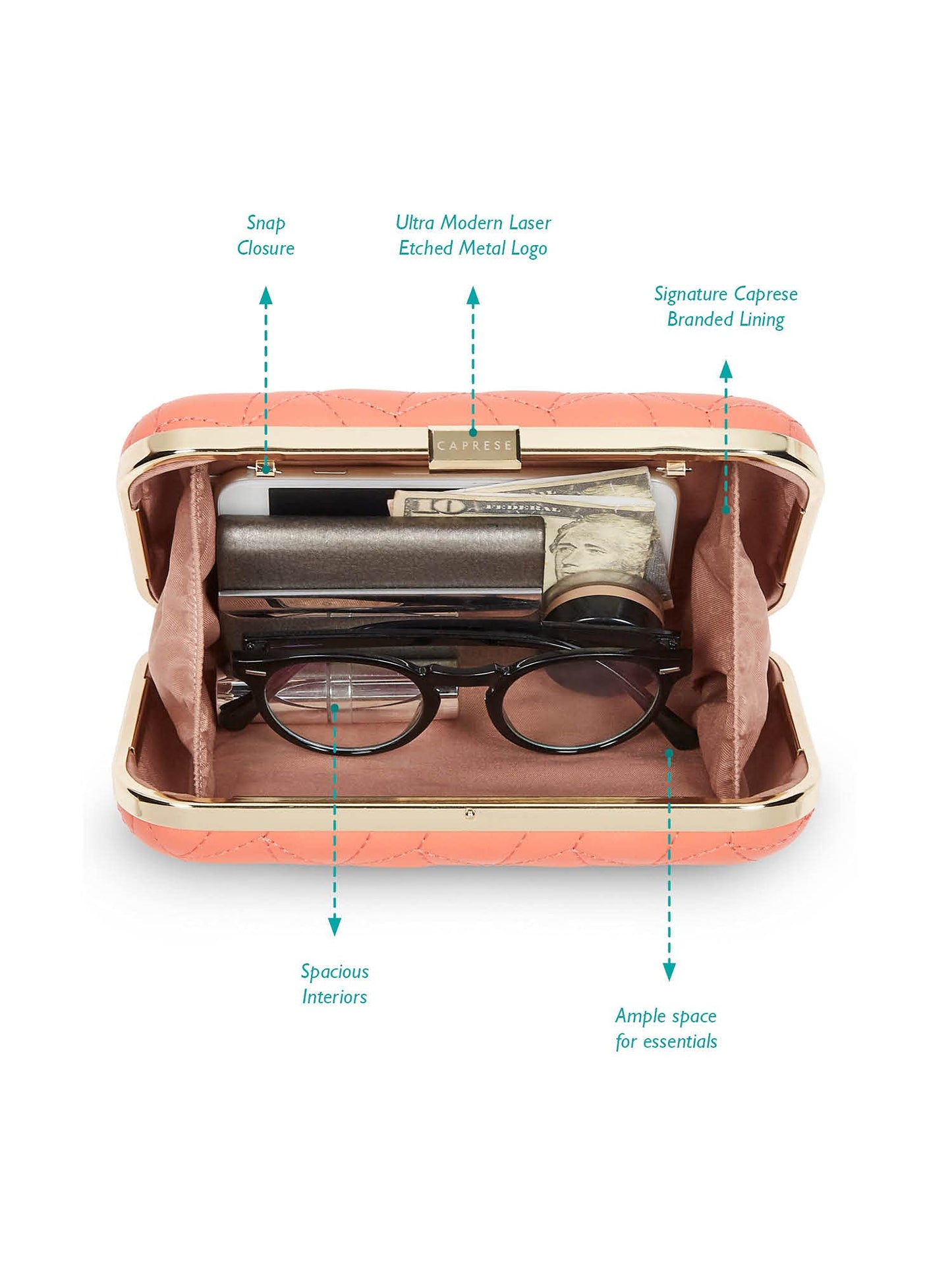 Caprese womens CELY C Large CORAL Clutch