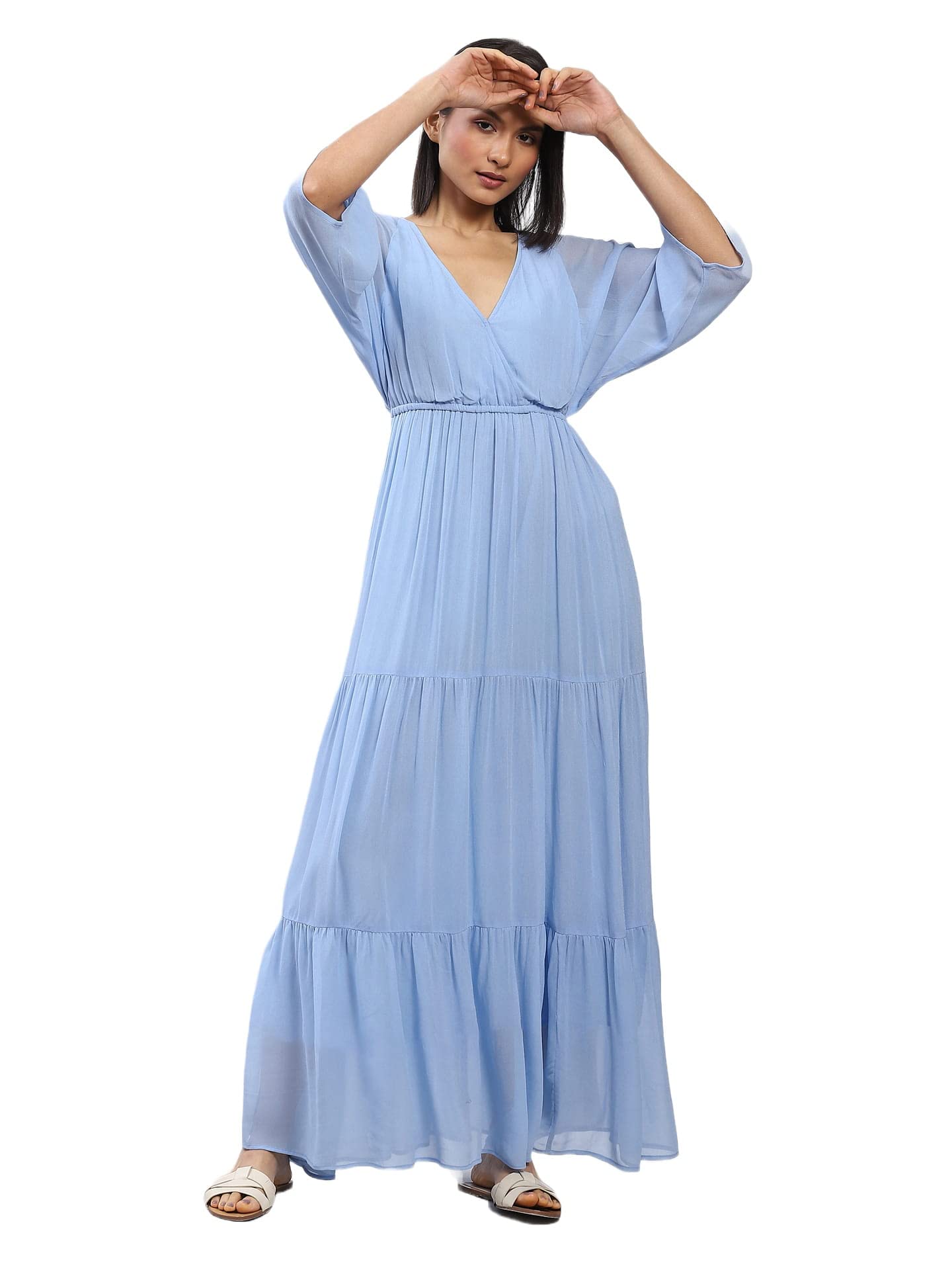Label RITU KUMAR Powder Blue Maxi Dress with Tiers